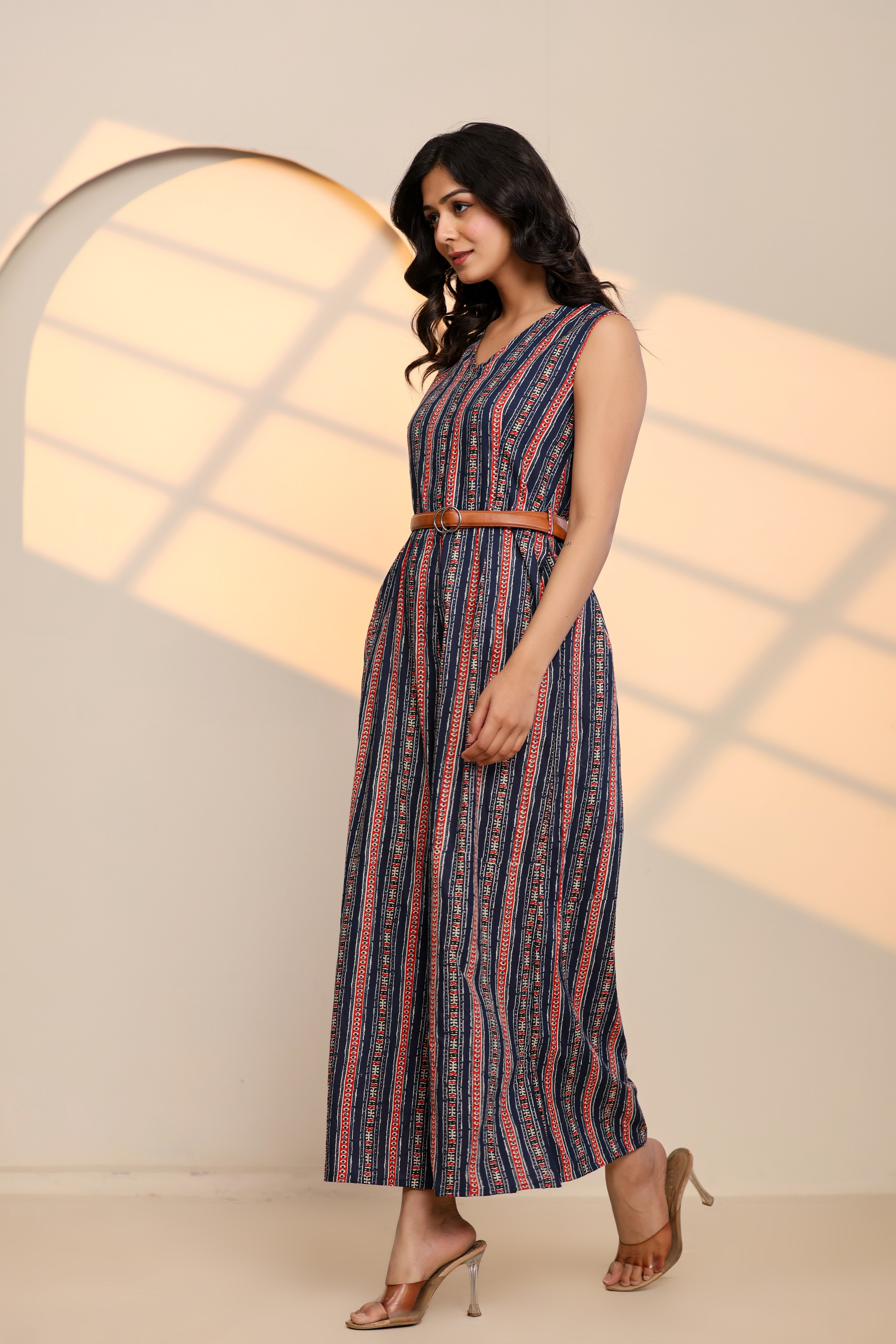 Peony Blue Cotton Printed Jumpsuit - By Ragavi - qivii