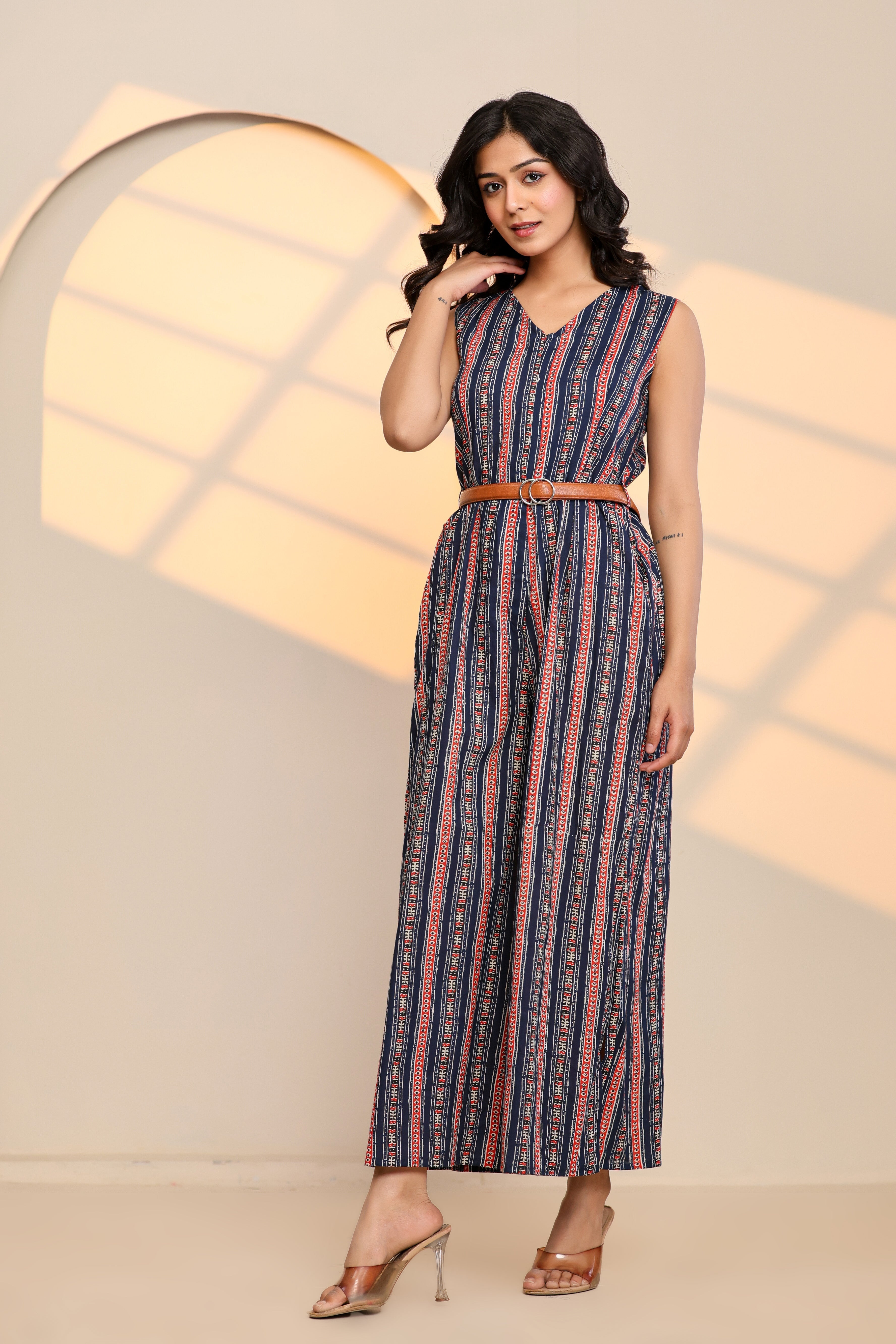 Peony Blue Cotton Printed Jumpsuit - By Ragavi - qivii