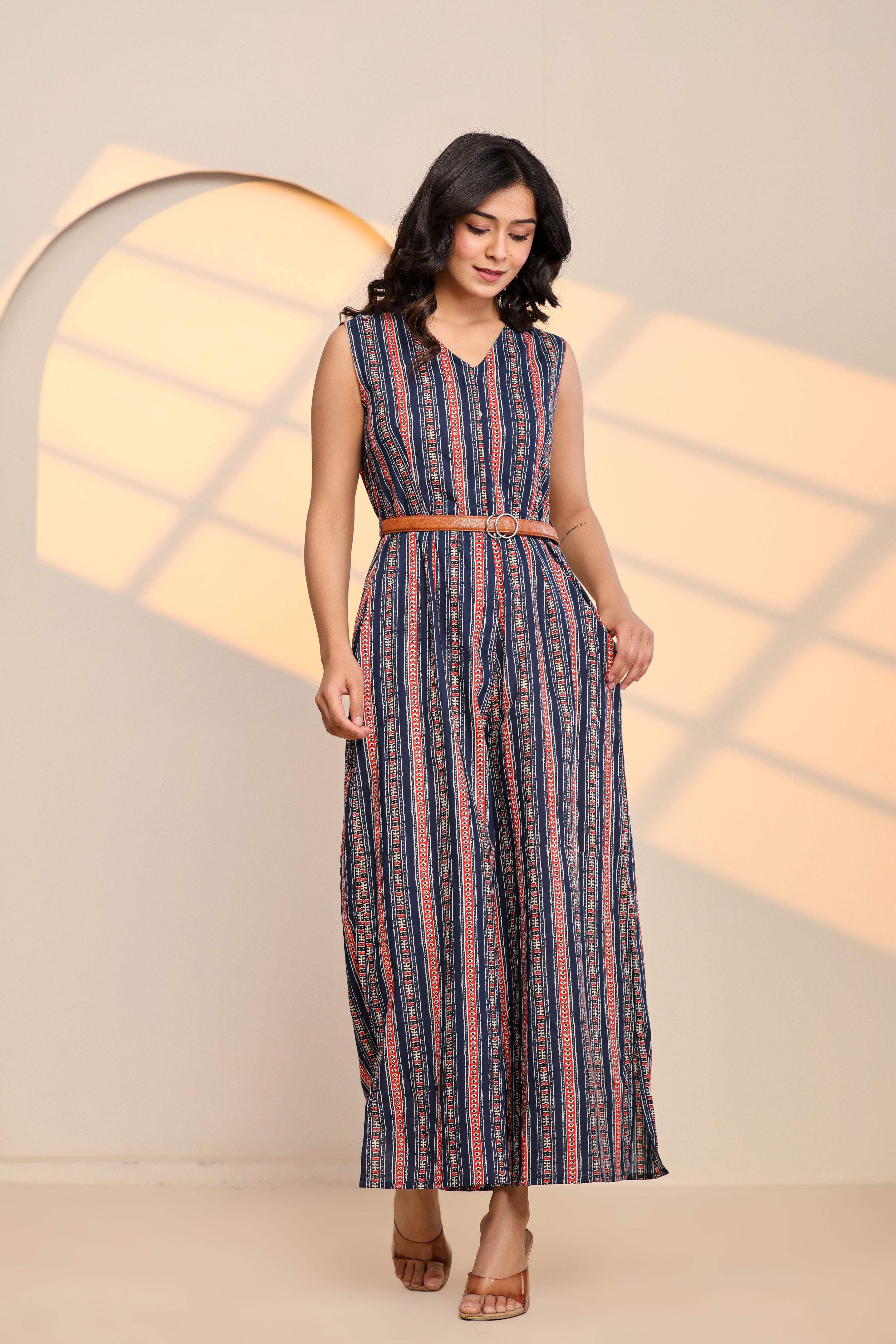 Peony Blue Cotton Printed Jumpsuit - By Ragavi - qivii