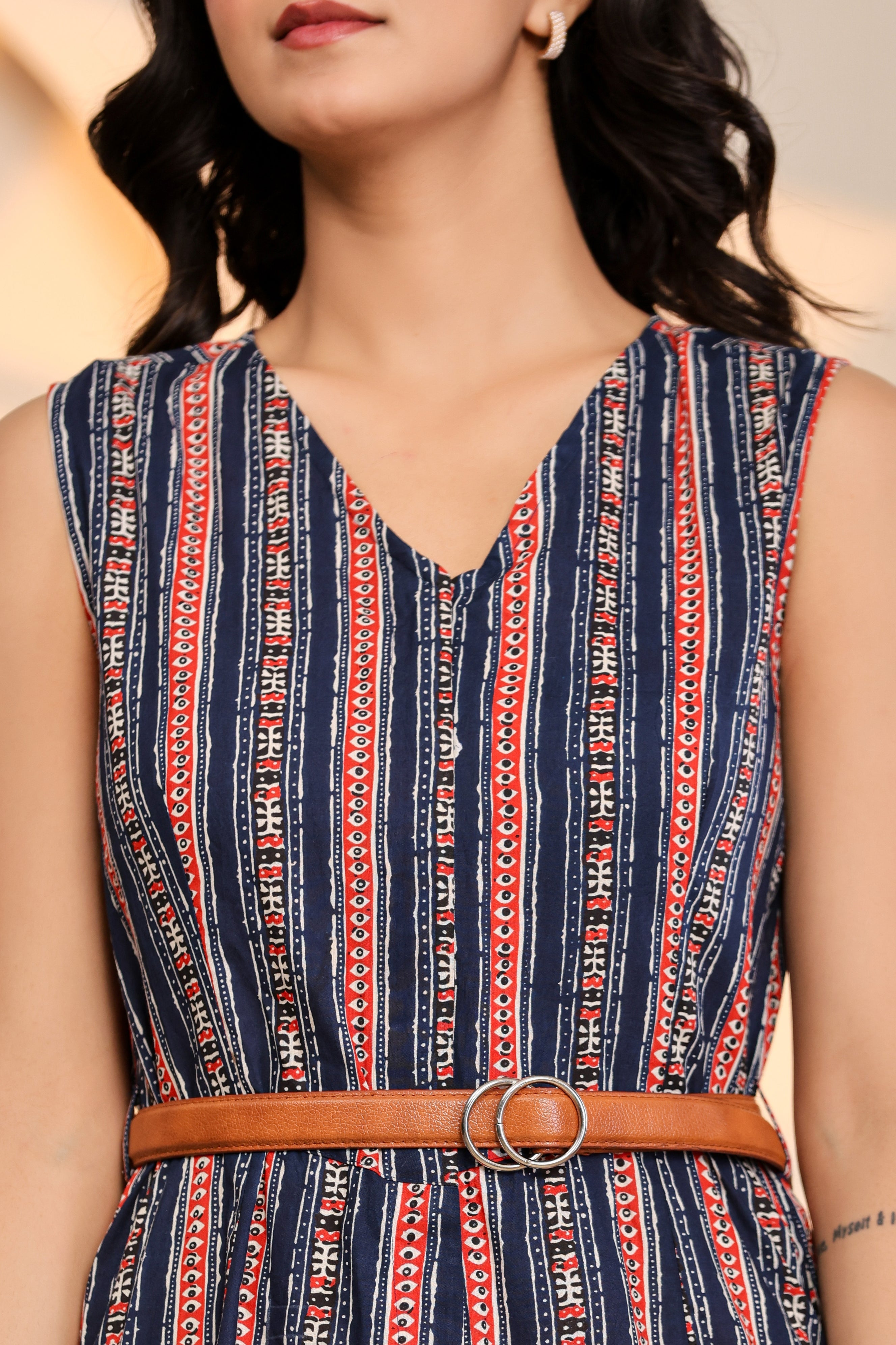 Peony Blue Cotton Printed Jumpsuit