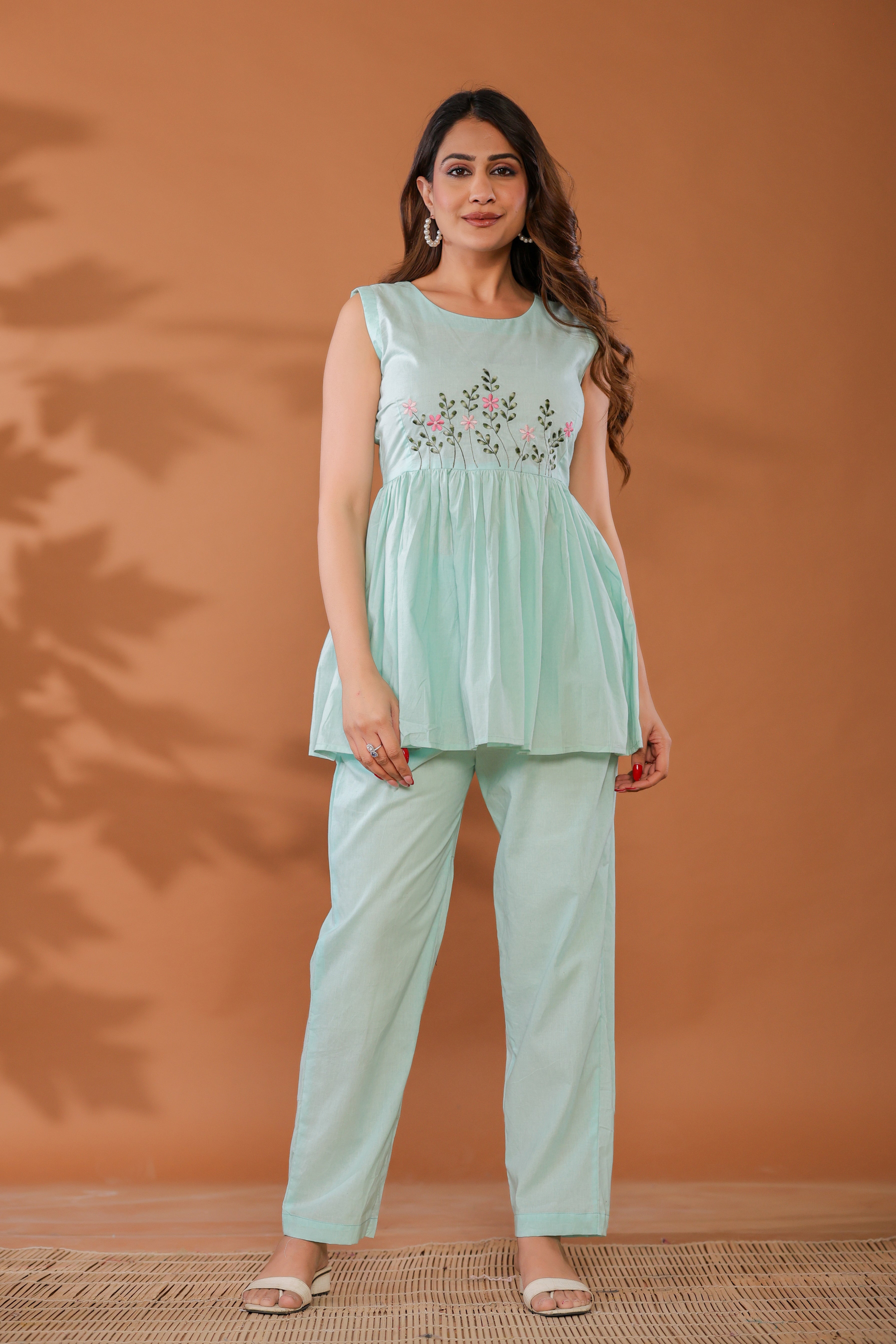 Blue Bell Cotton Embroidered Co - Ord Set - By Ragavi - qivii