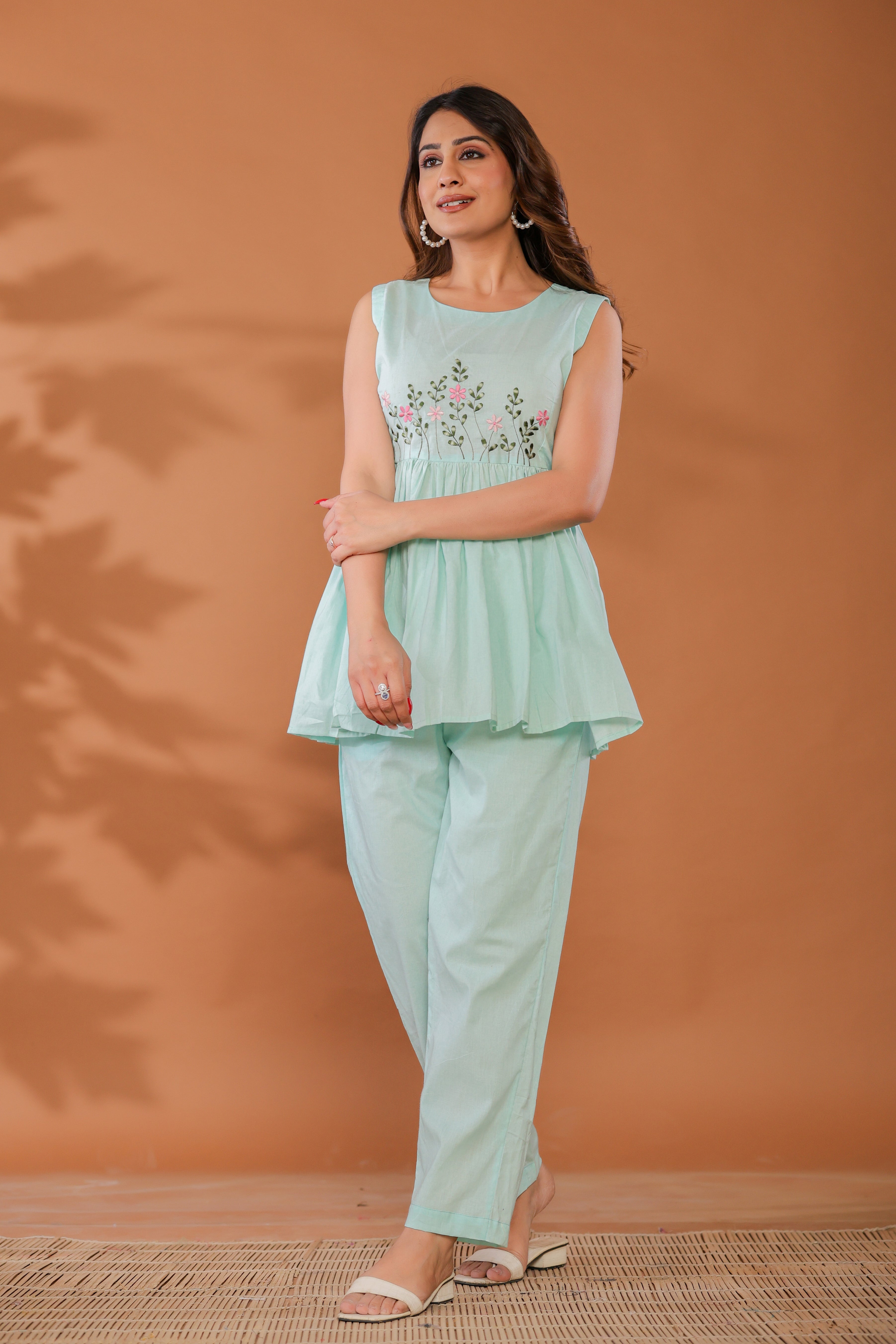 Blue Bell Cotton Embroidered Co - Ord Set - By Ragavi - qivii