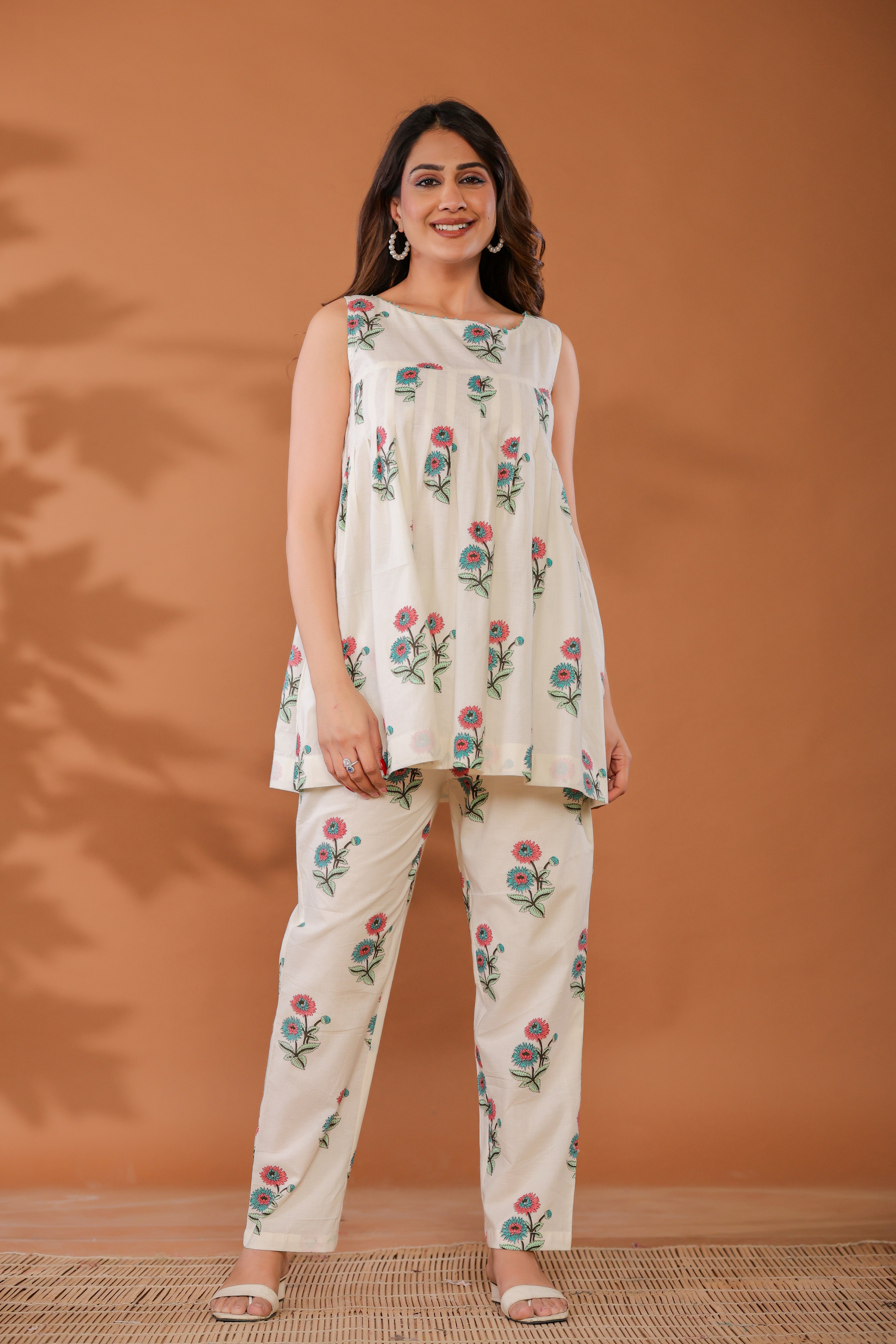 Cloud Dancer Cotton Hand Block Printed Co- Ord Set