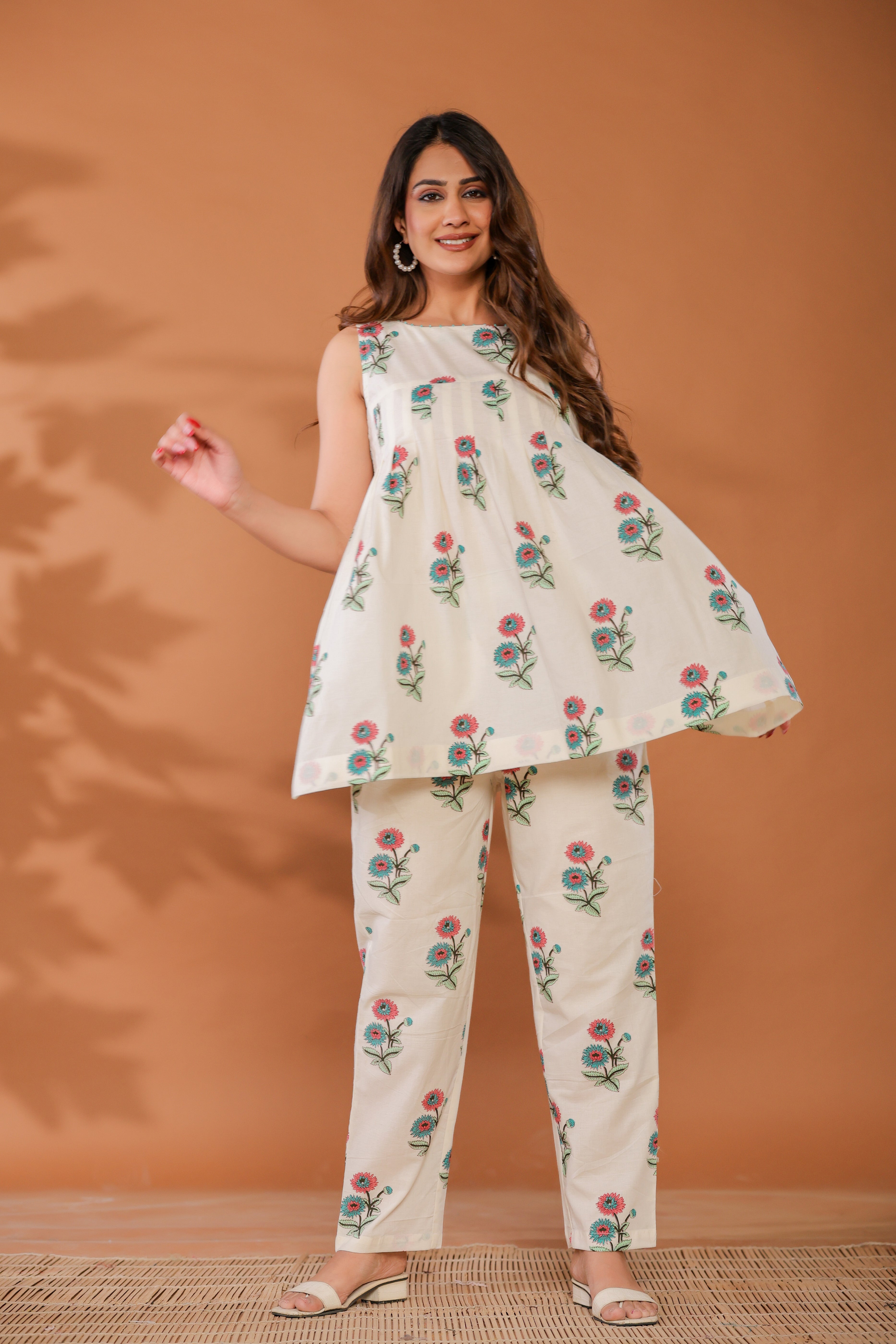 Cloud Dancer Cotton Hand Block Printed Co- Ord Set