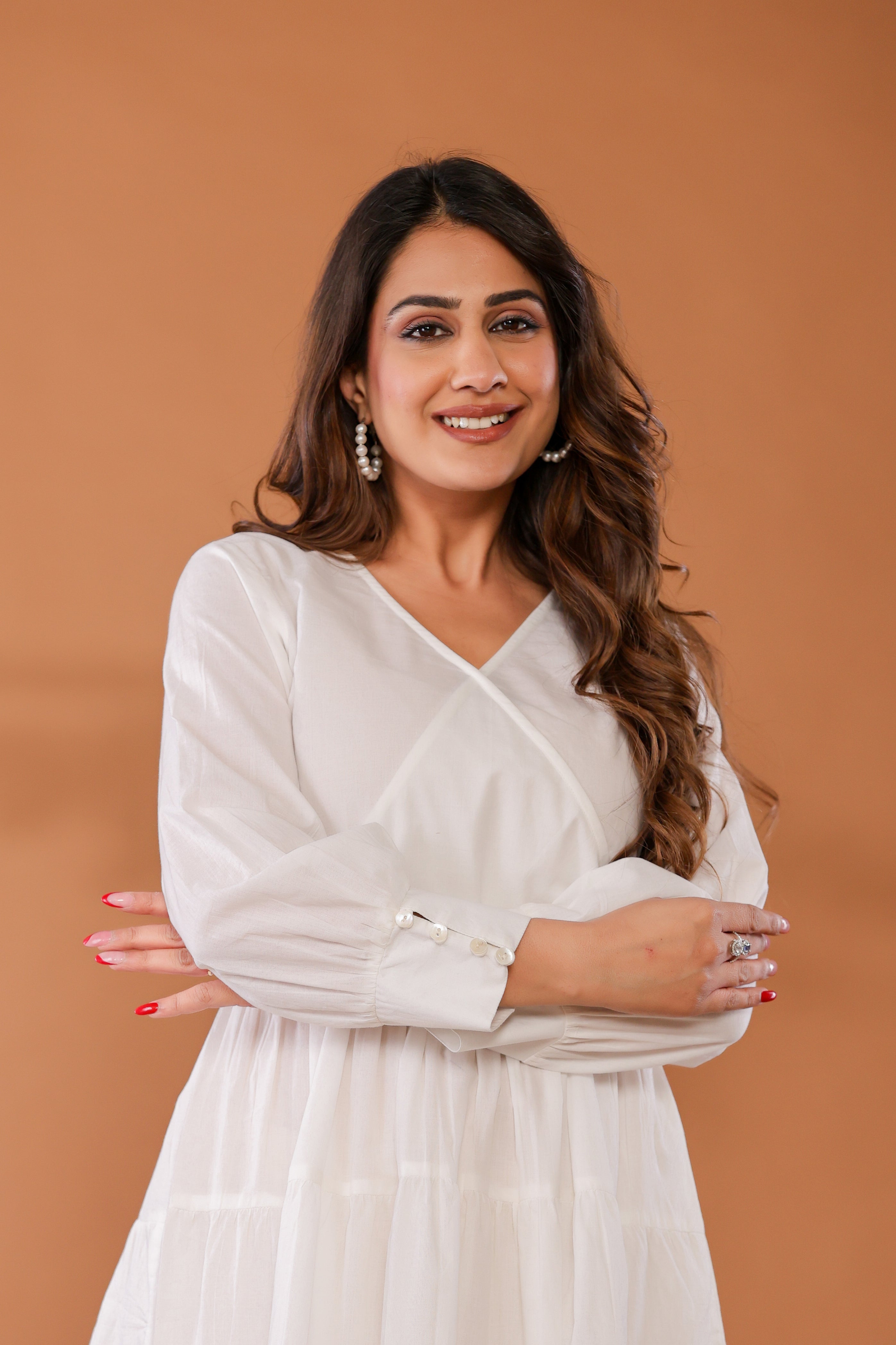 Marshmallow White Cotton Tiered Dress - qivii