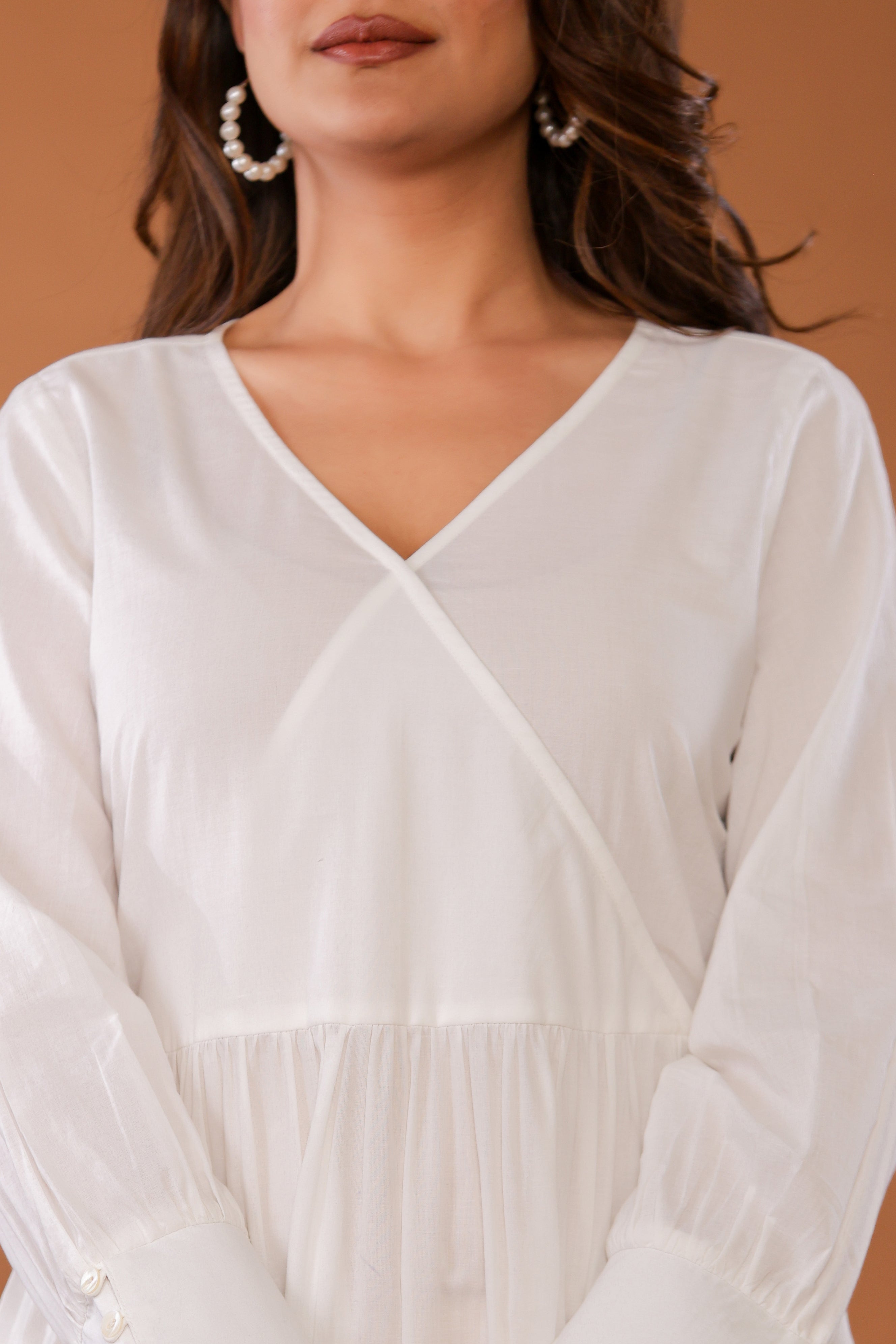 Marshmallow White Cotton Tiered Dress - qivii