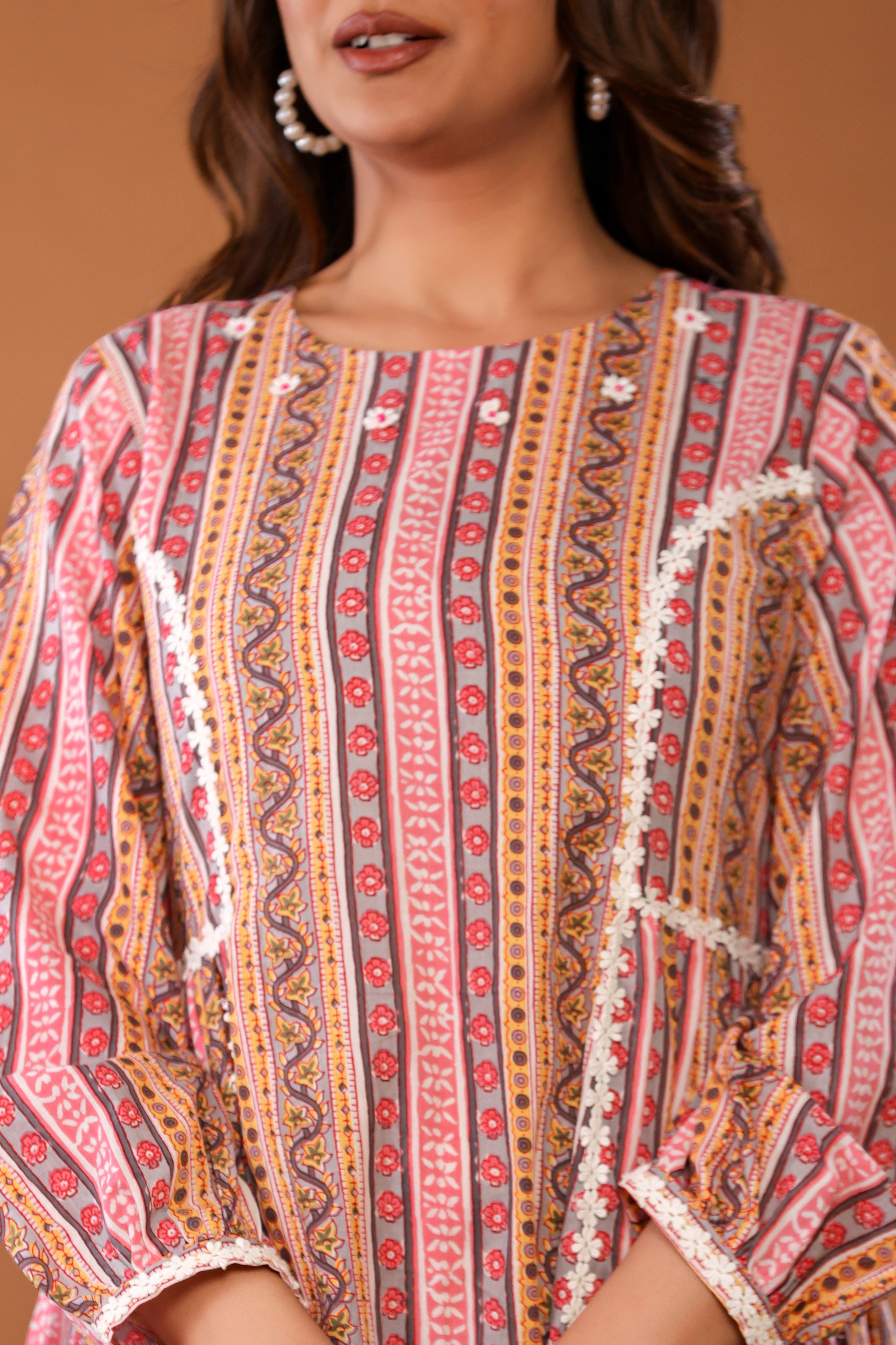 Cradle Pink Cotton Hand Block Printed Midi Dress