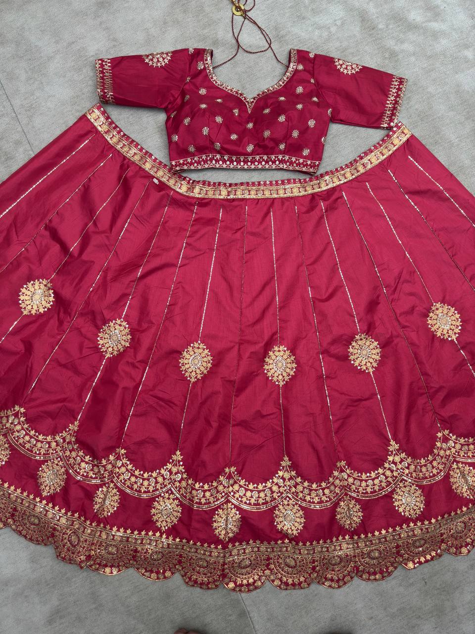 PINK JALPARI SILK WITH EMBROIDERY SEQUENCE ZARI DESIGN WORK LEHENGA - INSPIRED | Ready To Wear - qivii