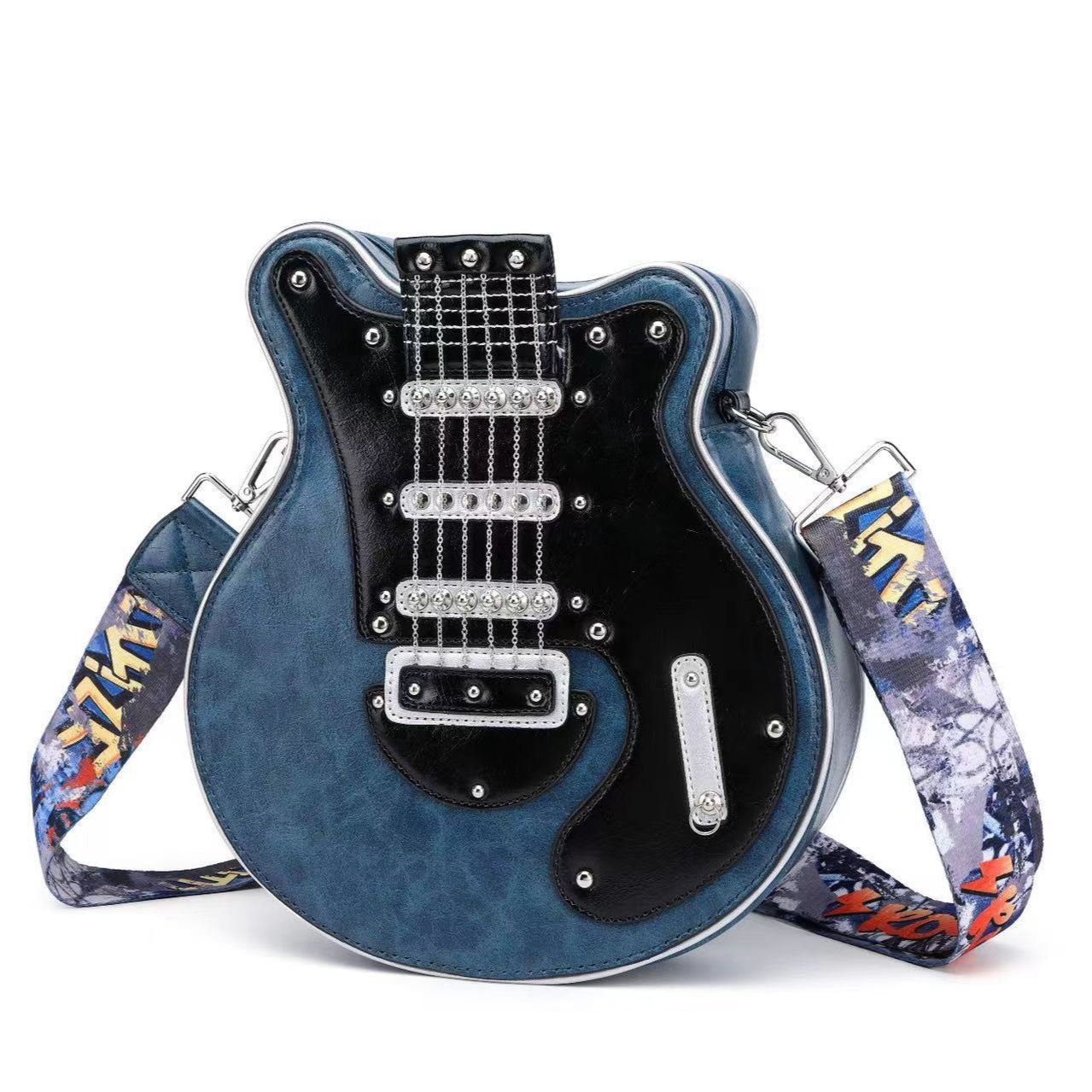 Women's Handmade Guitar-Shaped Shoulder Bag – Unique Bohemian Crossbody Purse, Vintage Creative Design Fashion Accessory
