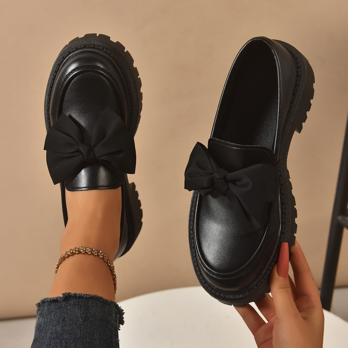 Women’s BowEase Slip-On Loafers – Bow-Detail Classic Flat Shoes (US 4–10)