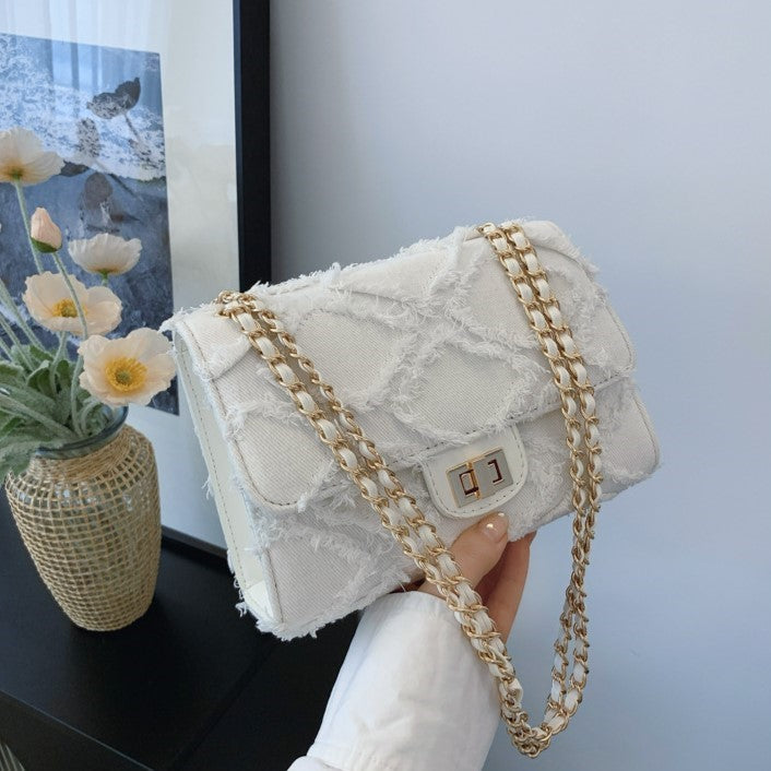 Women's Luxury Vintage Embossed Crossbody Bag – Argyle Quilted Denim Underarm Shoulder Bag for Women | Sophisticated Boho Chic