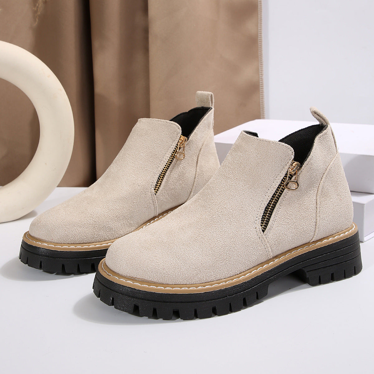 Women's Metro Chelsea Boots - Side-Zip Suede Ankle Boots with Chunky Heel (US 5-10.5)