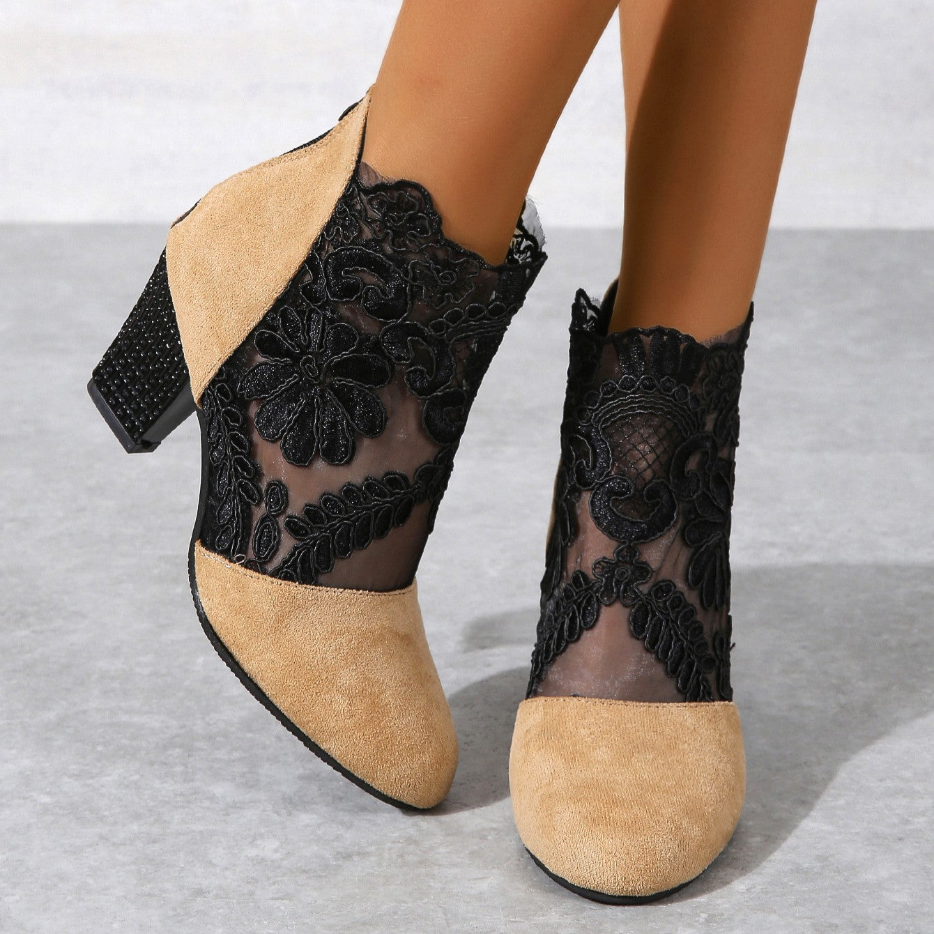 Women's Filigree Lace Heeled Sandal - Architectural Cutout Mesh Stilettos with Cushion & Extended Sizes (US 4-11)