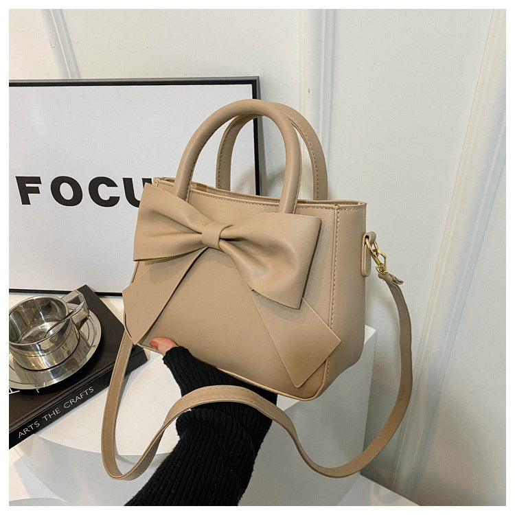Women’s Bow-Adorned Bucket Bag - Niche-Design Mini Crossbody & Top Handle Purse for Urban Minimalist Style