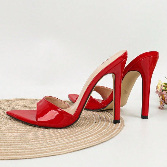 Women’s Vivienne Pointed-Toe Stiletto Slides – Sexy Luxe Open-Toe Party Heels (US4–10.5)