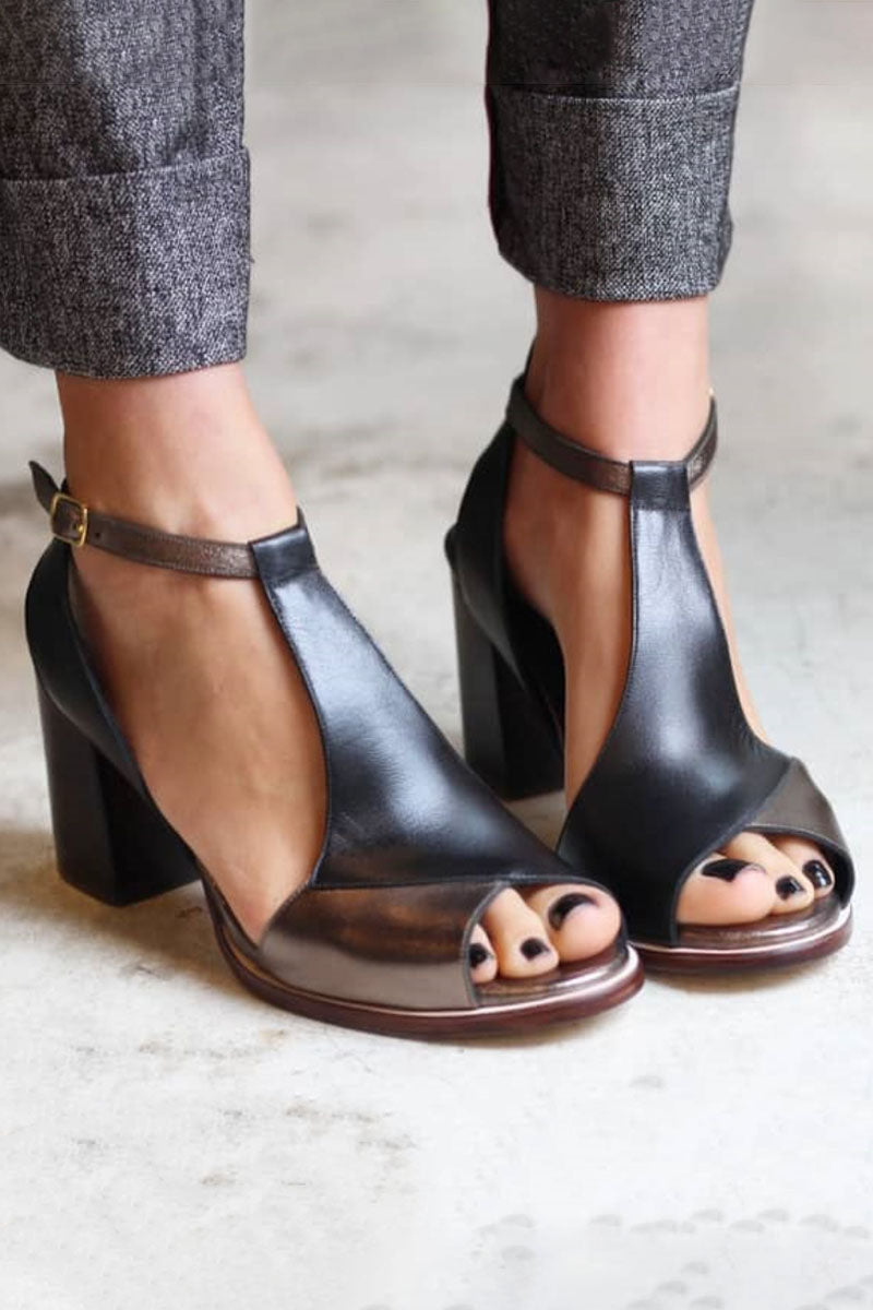 Nadaria | Peep-toe hakken in zwart patchwork - By Qivii