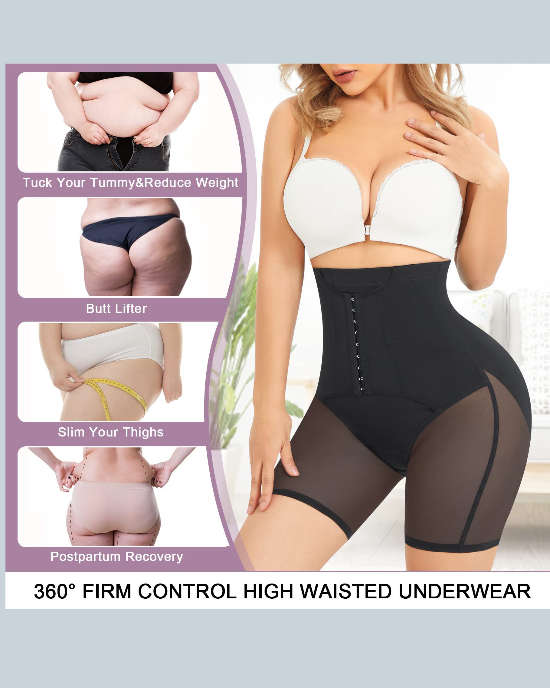 Double Tummy Control Faja Shorts High Waist Butt Lifter Thigh Slimmer Shaper Shorts - By Qivii