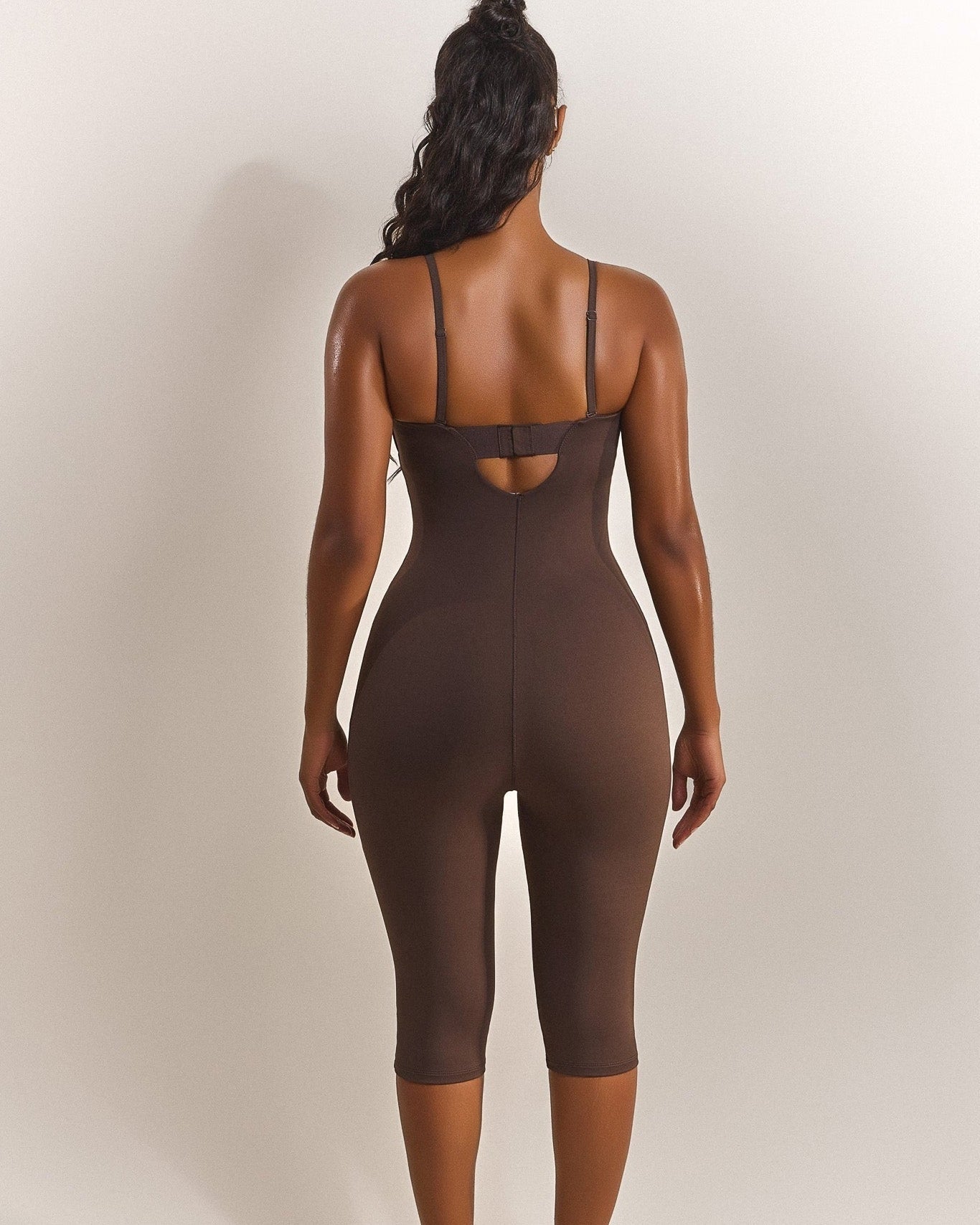 Halter Strap Sweetheart Neck Capri Sculpting Jumpsuit - By Qivii