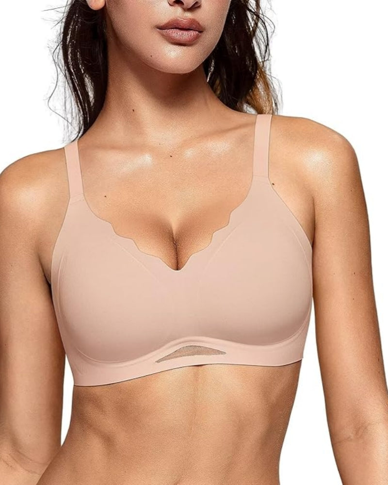 Women's Solid Seamless Breathable Wireless Push Up Bra