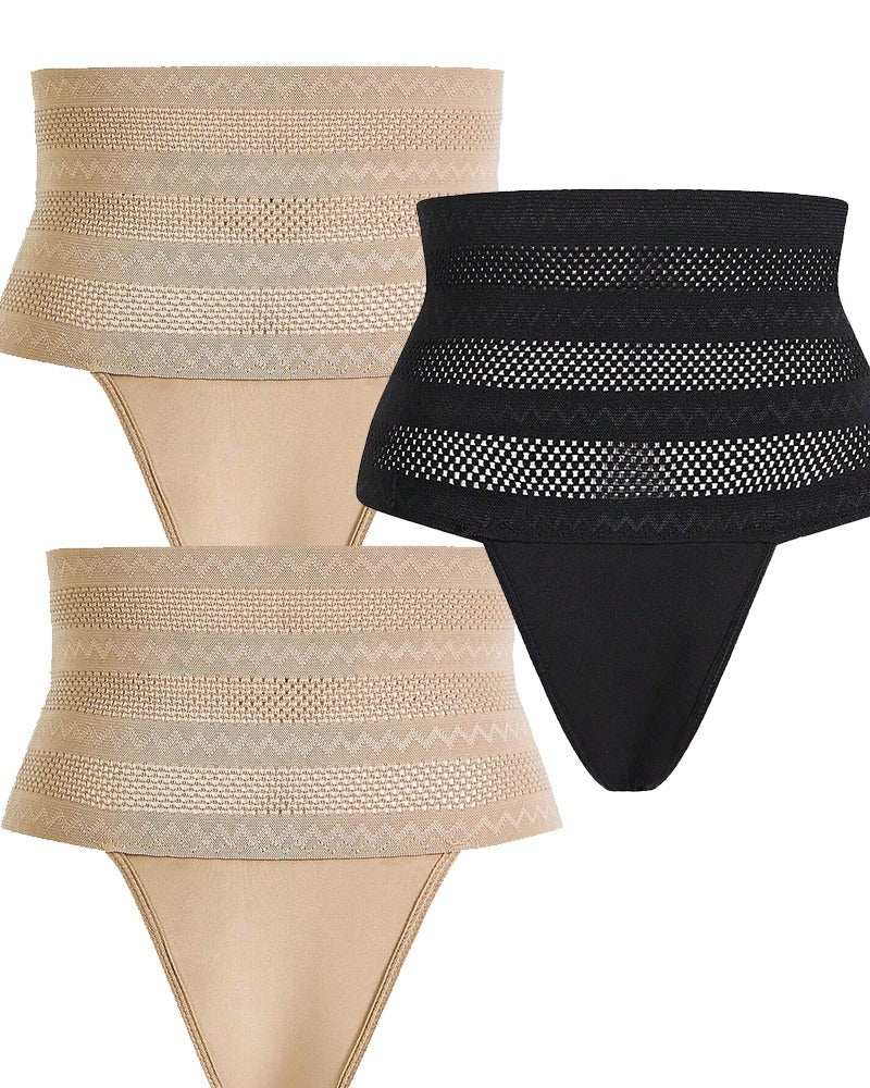 Women's High Waist Shaping Thong Breathable Tummy Control Shapewear Panty - By Qivii