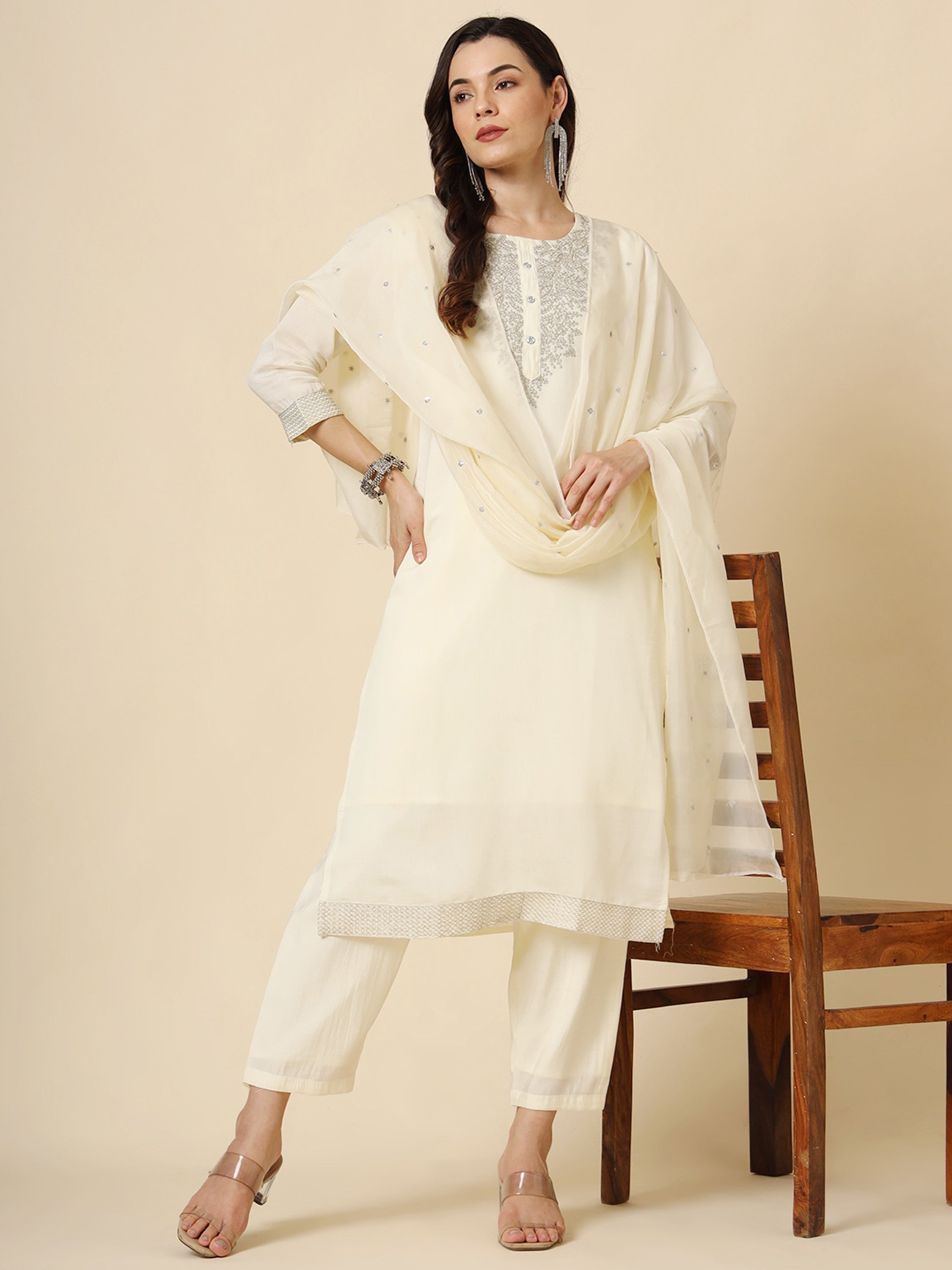 Cream pant suit offering versatility, charm, and a perfect fit for effortless style