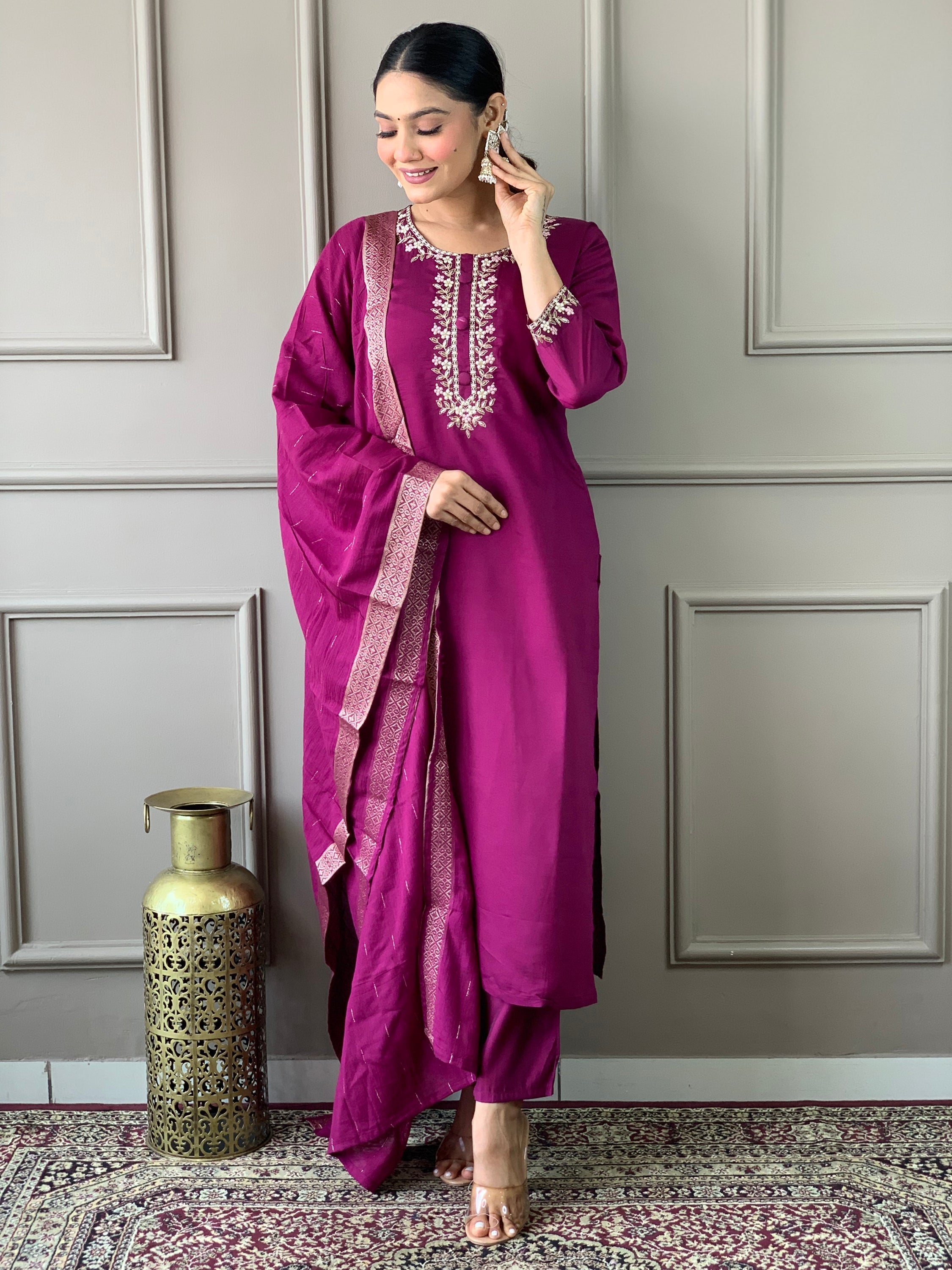 Matching chanderi silk pants for a comfortable and stylish look
