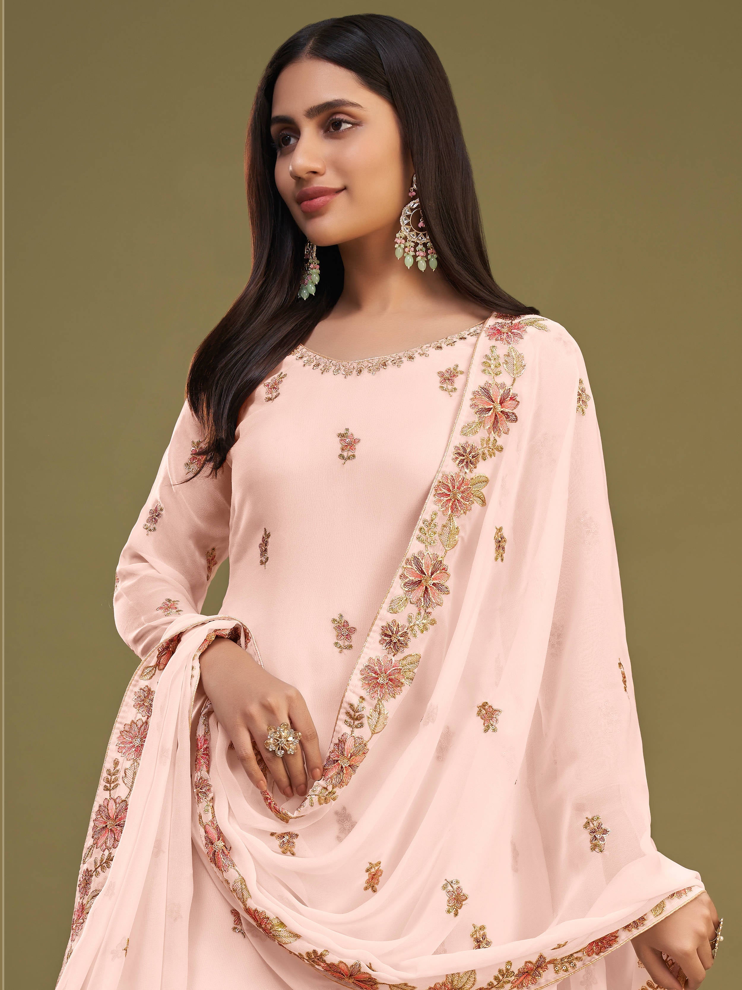 Semi-stitched top with exquisite embroidery and gleaming sequins