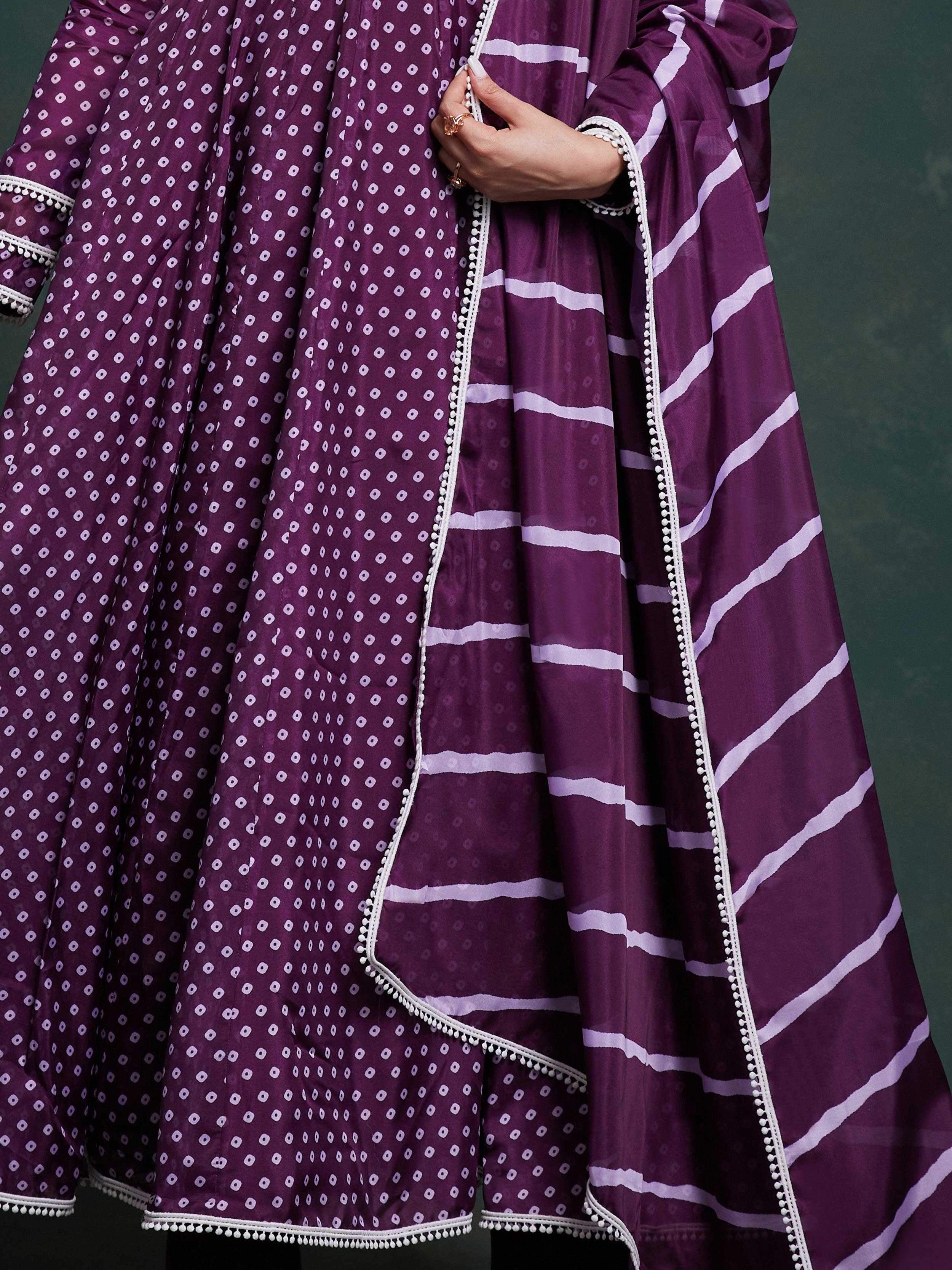 Fascinating Purple Printed Organza Festival Wear Salwar Suit with intricate floral design and delicate detailing