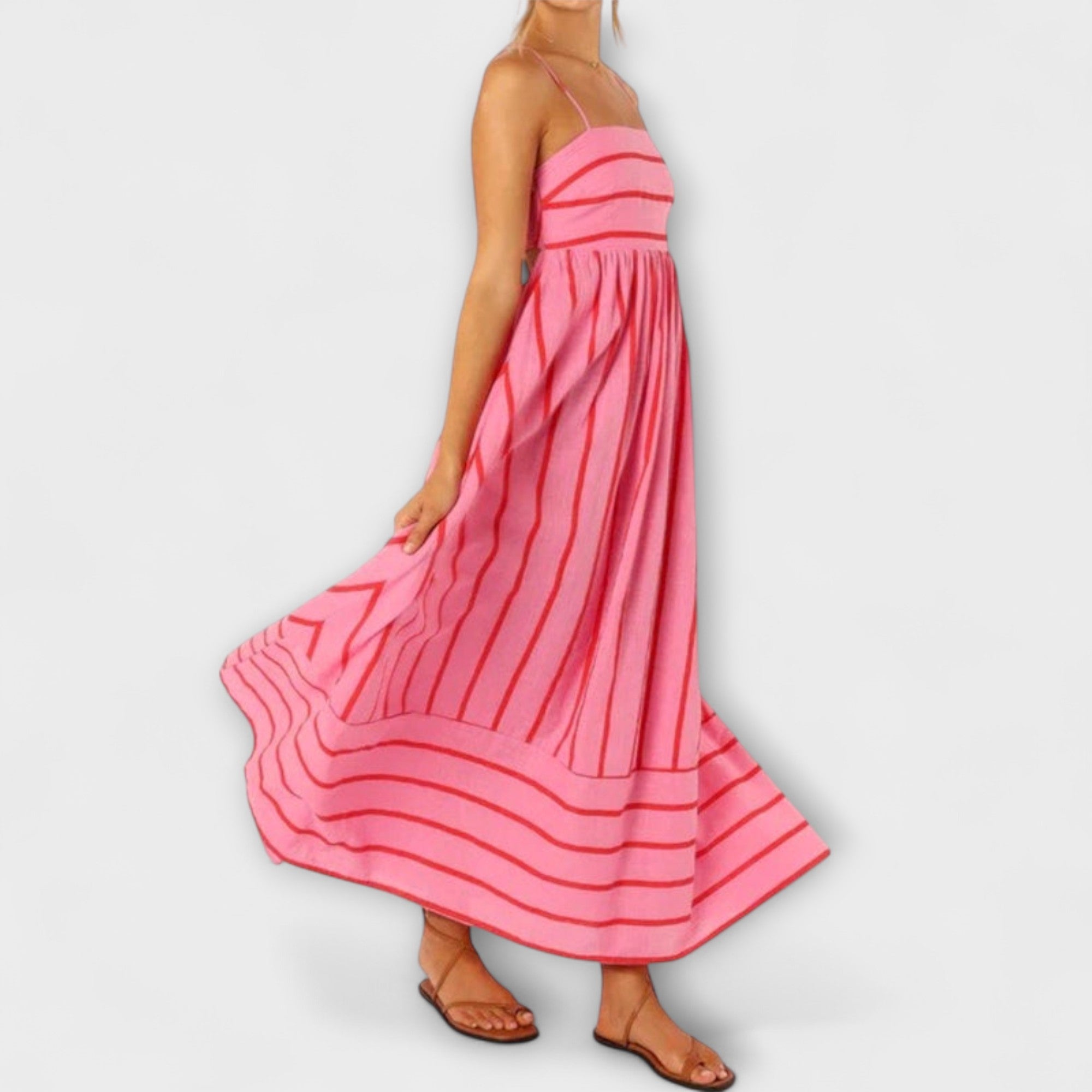 Rosa - Casual Gestreepte Jurk - By Qivii