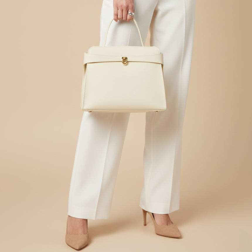 Aurelle Ivory In Pure Leather - By Qivii