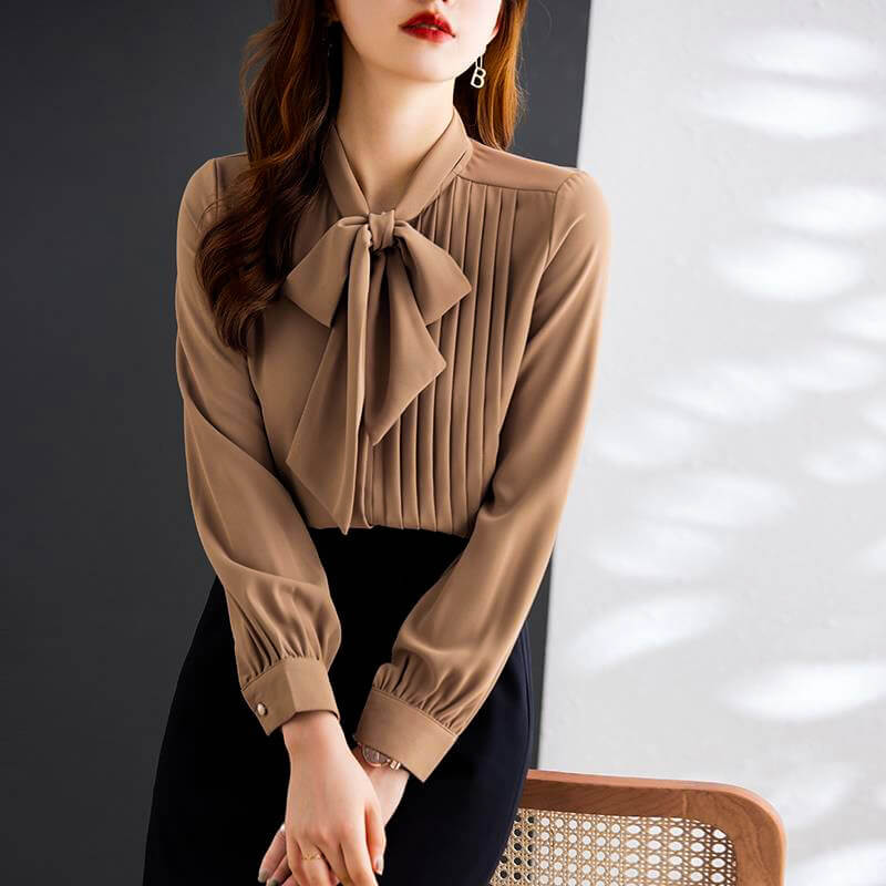Silvia Bow Tie Blouse - By Qivii