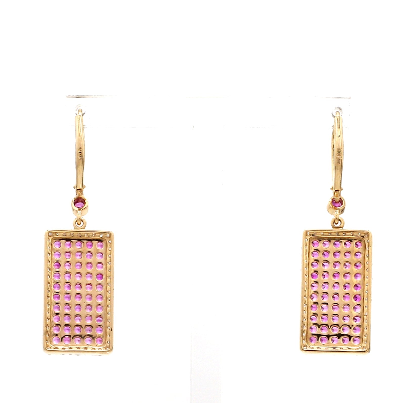 Pink Sapphire Dog Tag Earring - qivii