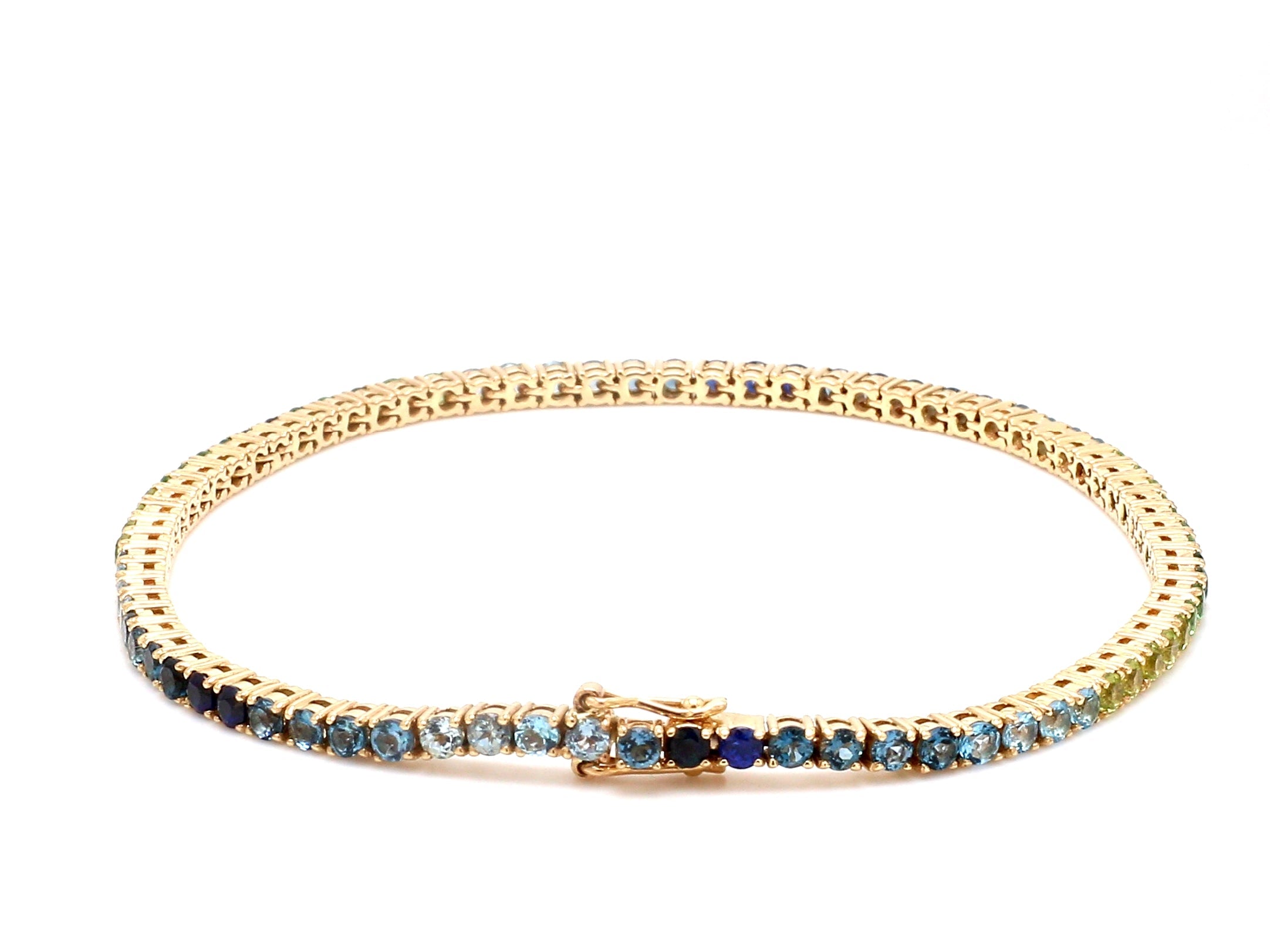 Blue Green Ombre 2MM Round Bracelet