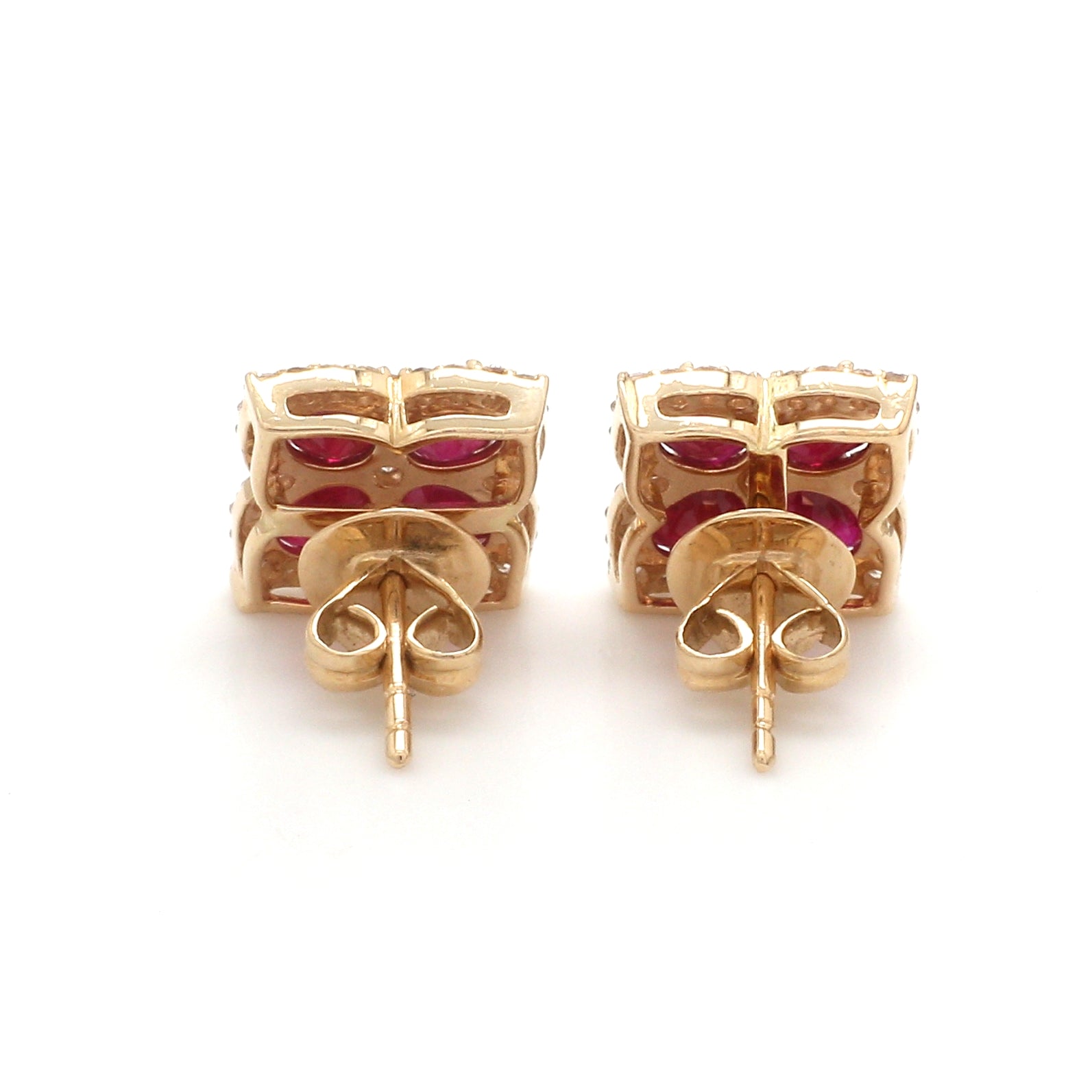 Ruby Floral Pattern Earring Studs - qivii