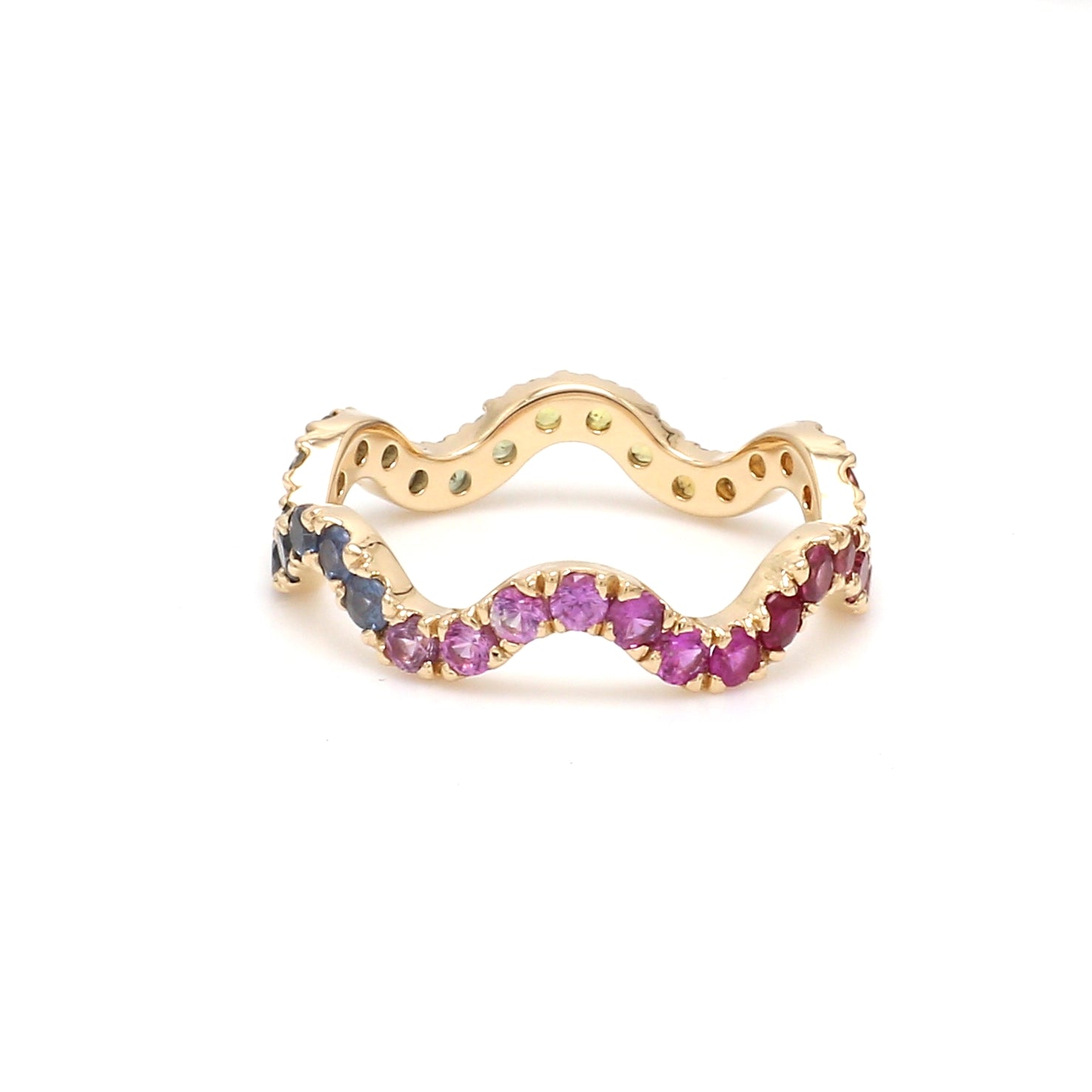 Rainbow Sapphire Wave Ring - qivii