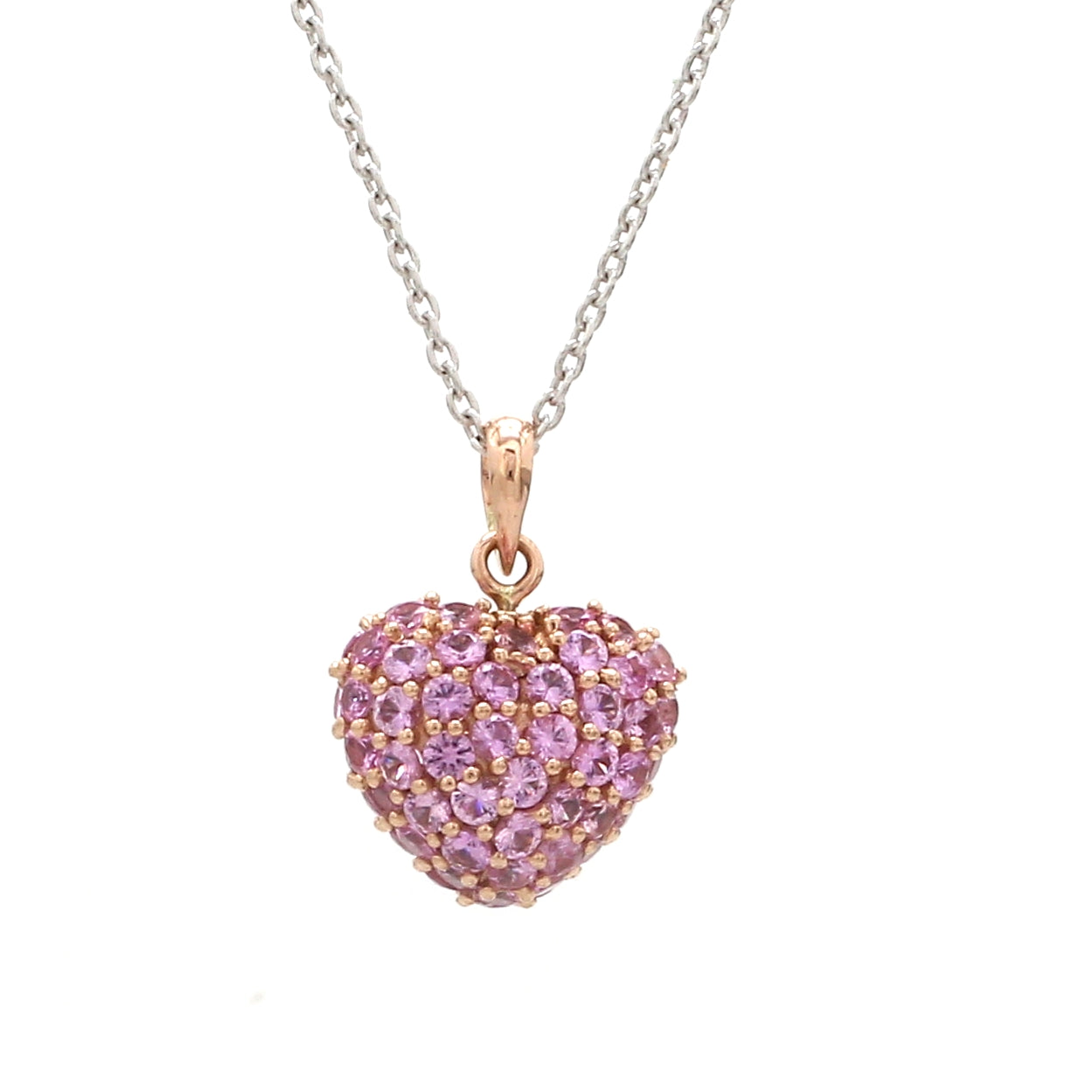 Pink Sapphire Pave Heart Pendant - qivii