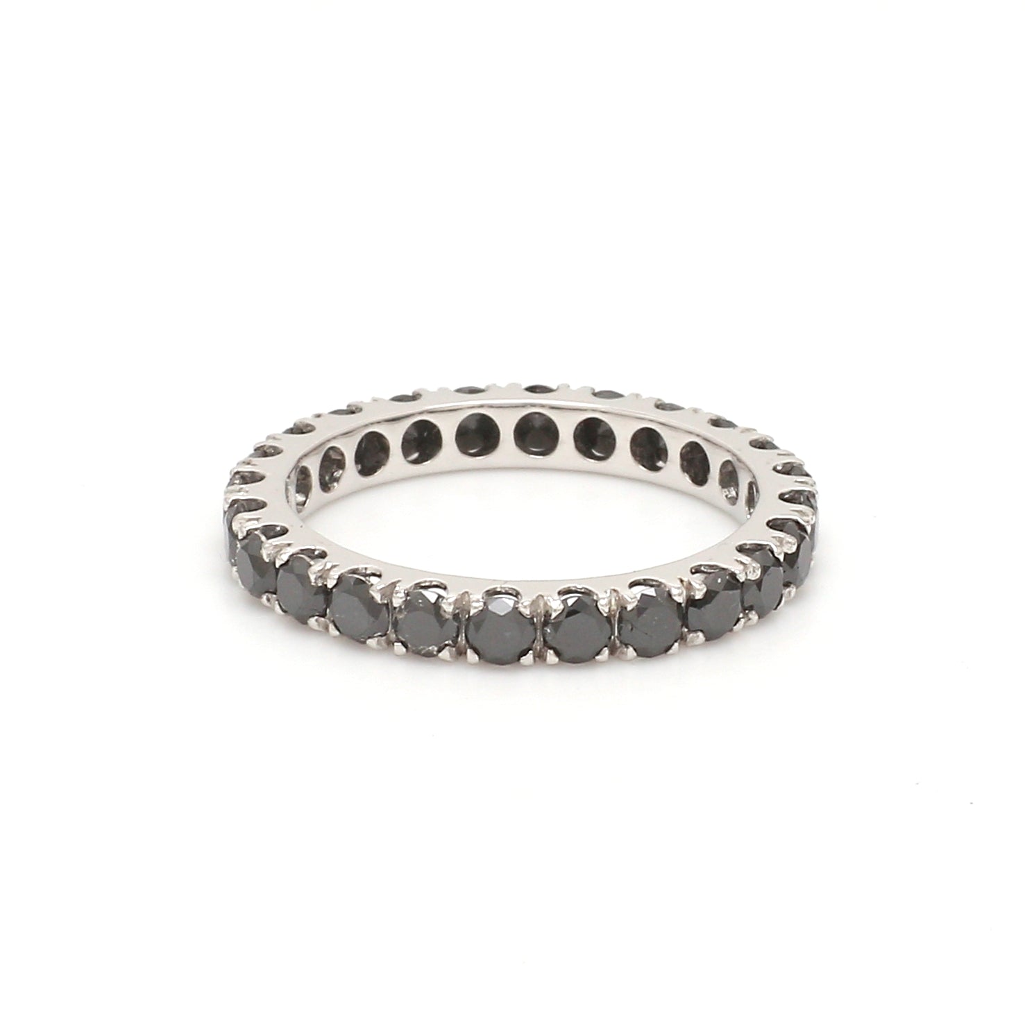 Black Diamond Round Eternity Ring - qivii