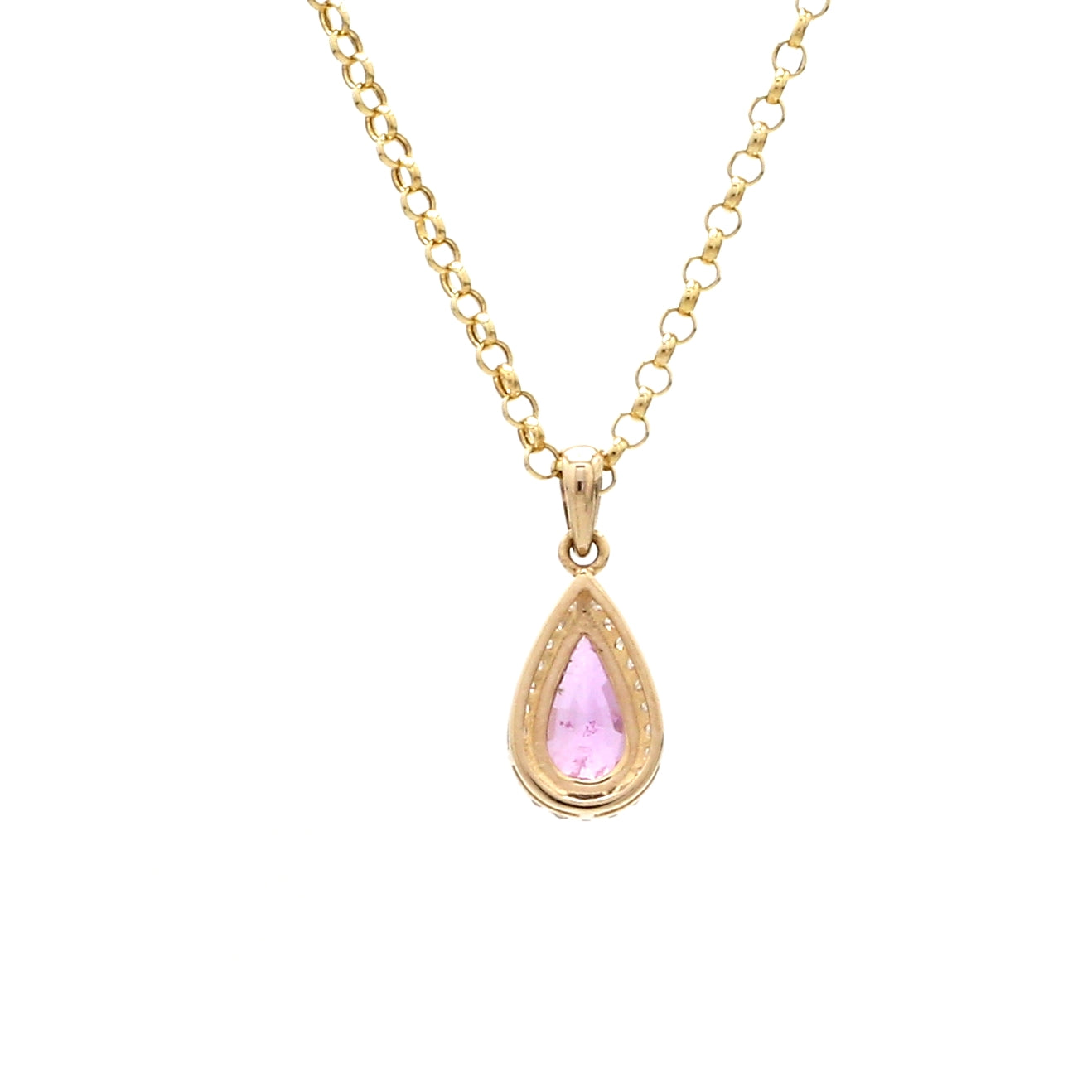 Pink Sapphire Pear Charm Pendant - qivii