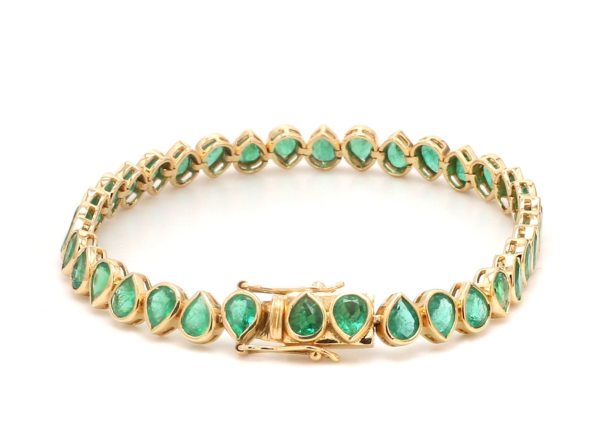 Emerald Pear Bezel Set Upside Down Bracelet - qivii