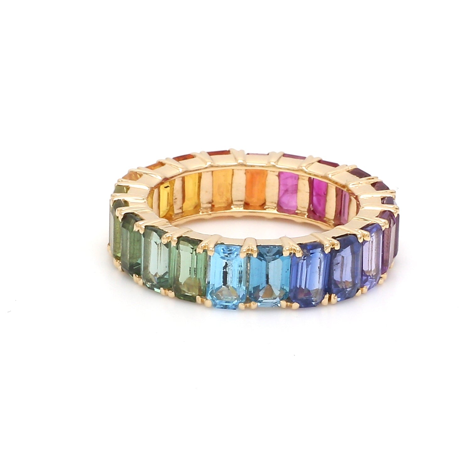 Rainbow Gemstone Vibrant Eternity Ring - qivii