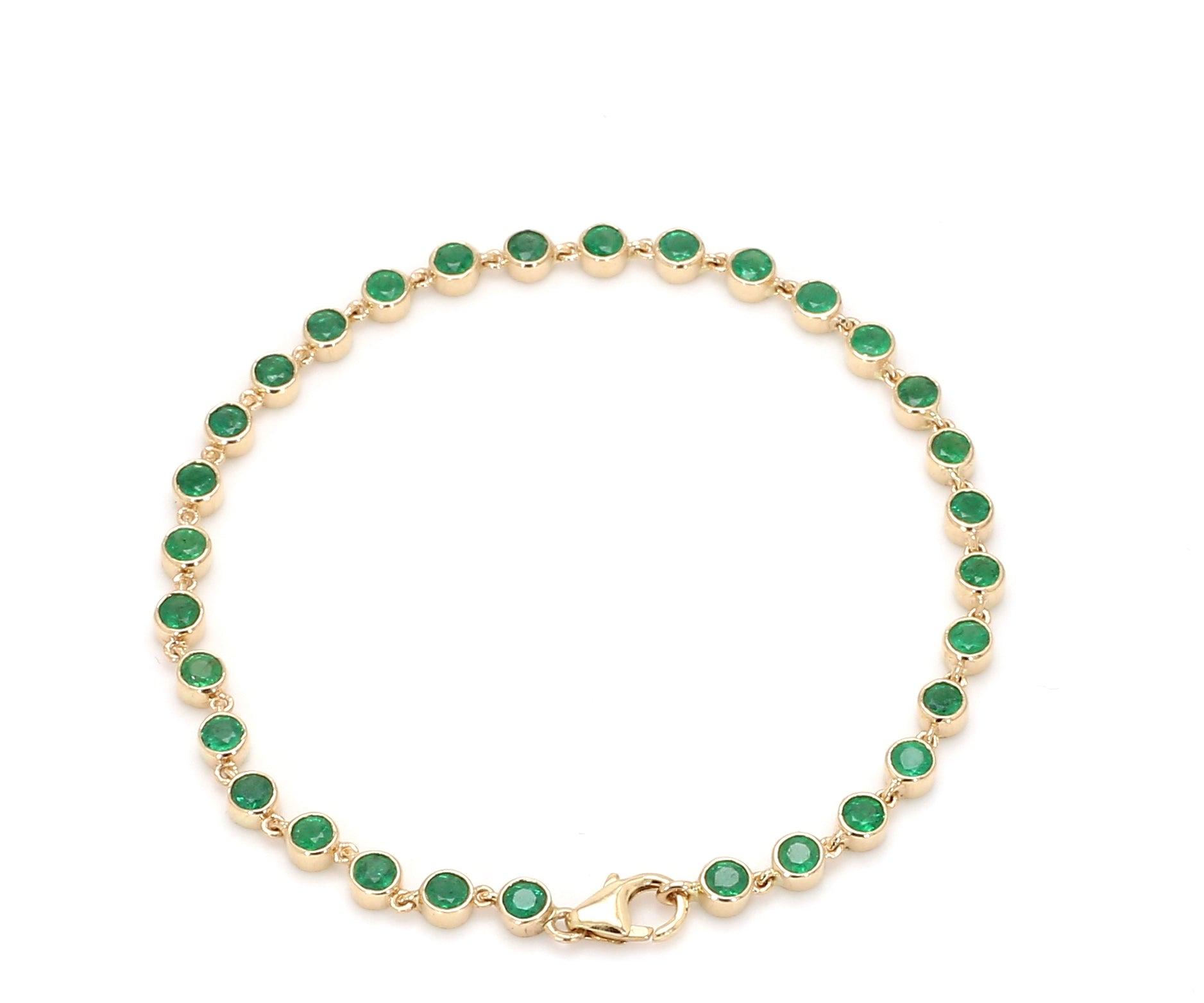 Emerald Round Link Chain Bracelet