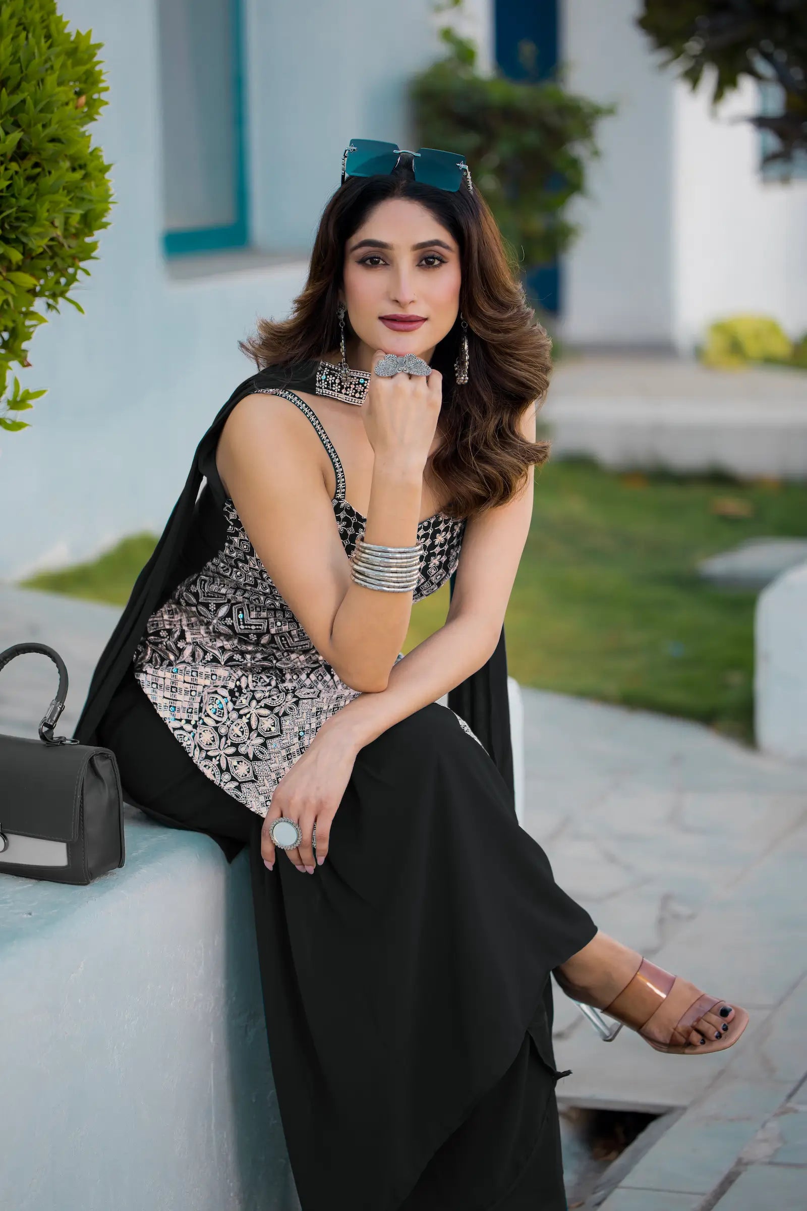 Black Georgette Sequence Embroidery Work Salwar Suit - qivii