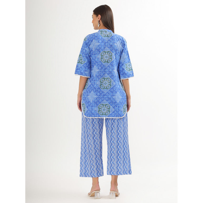 Blue Charm Printed Kurta Set - qivii