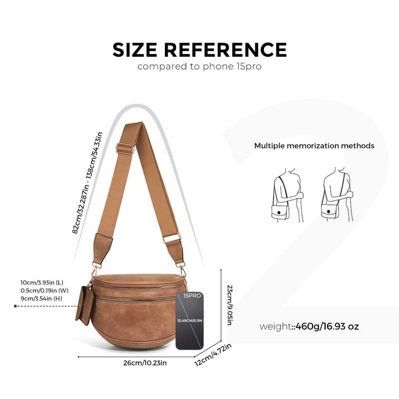 Ounamei Checkered Crossbody Bum Bag for Women Large Capacity Belt Bag for Moms & Everyday Travel
