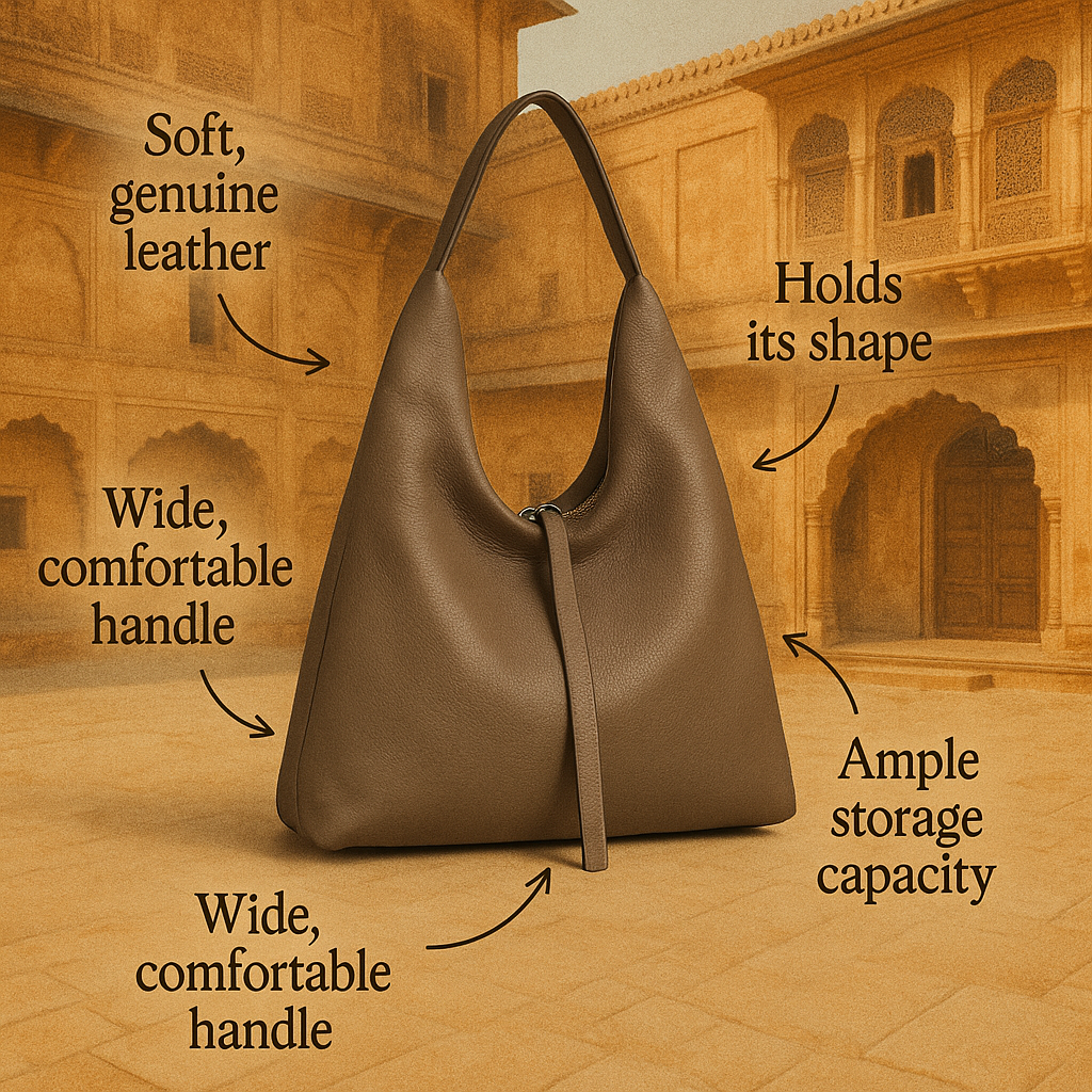 Kiva Hobo Bag in Pure Leather - By Qivii