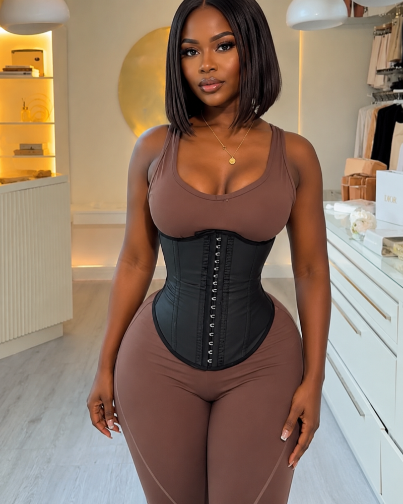 Waist Trainer Faux Leather Slimming Belt - By Qivii