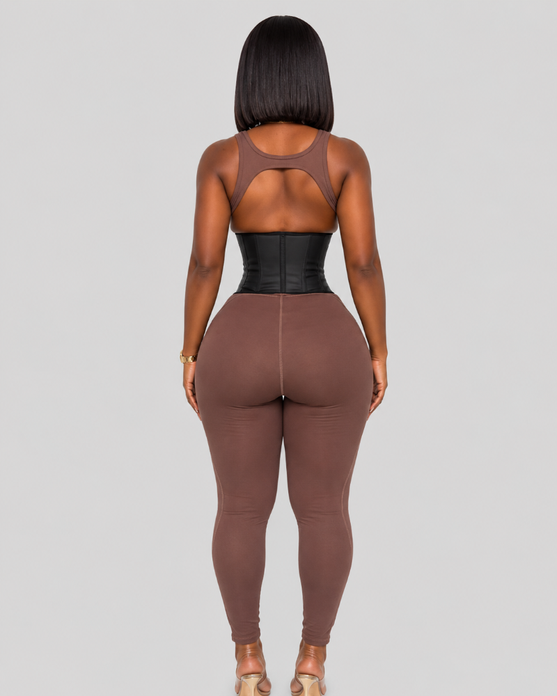 Waist Trainer Faux Leather Slimming Belt - By Qivii