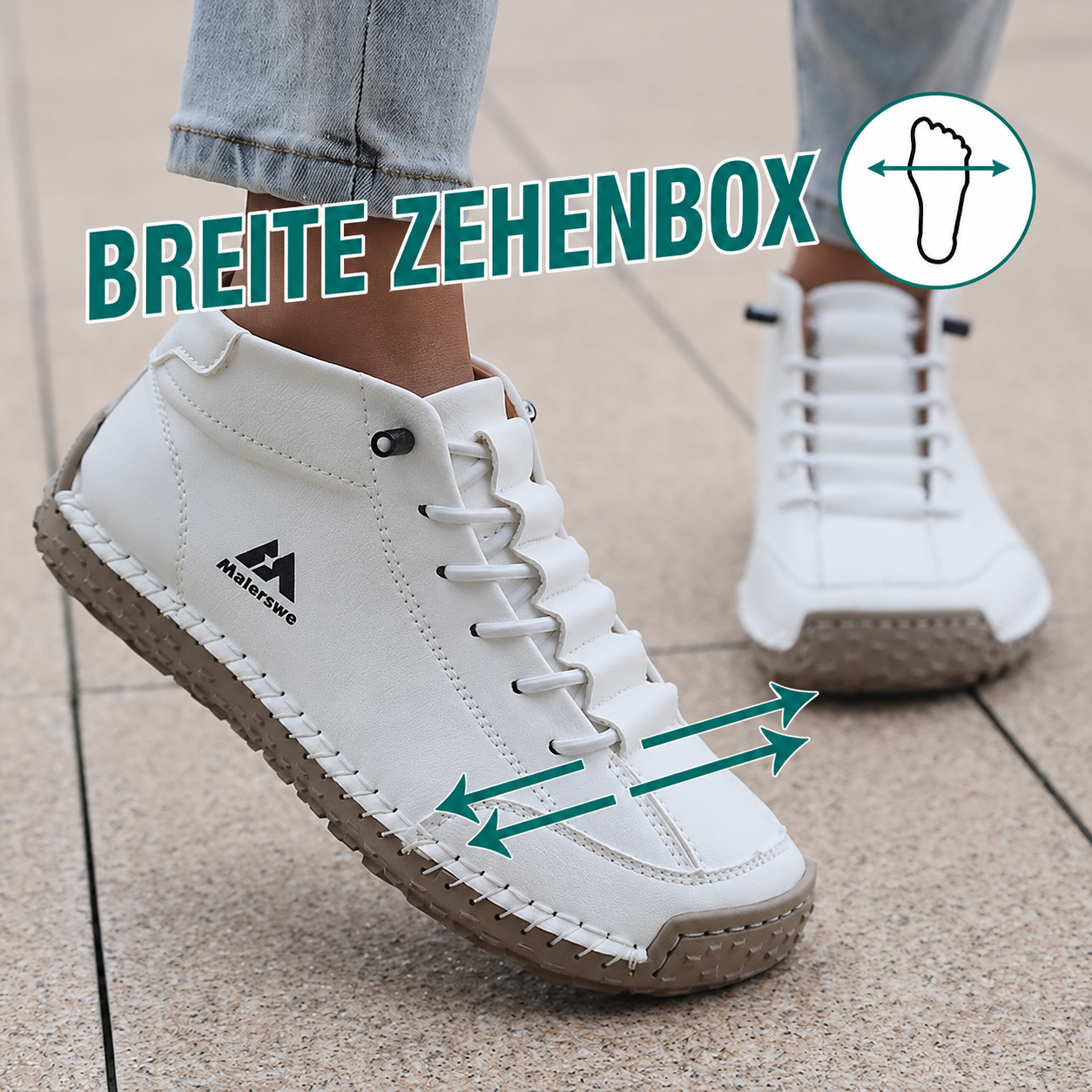 Mona - Komfort-Sneaker mit extra breiter Zehenbox - By Qivii