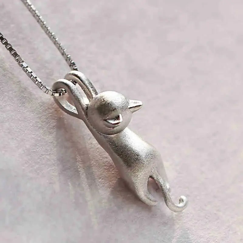 Vrolijke Ketting met een Zilveren Katje 925 - By Qivii