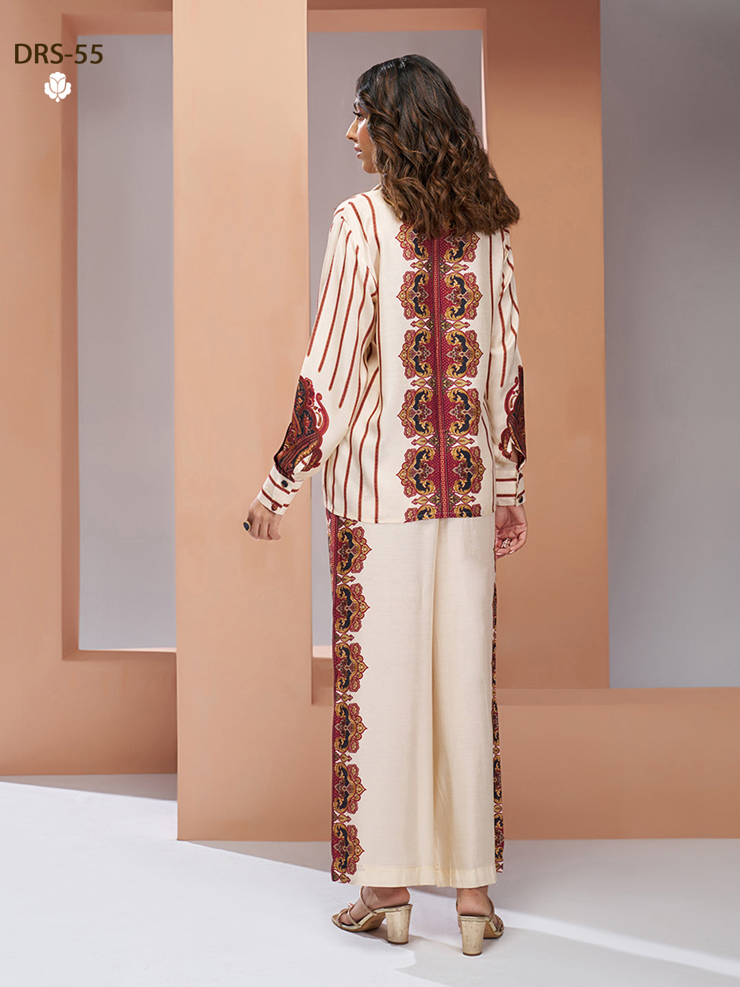 CREAM PURE MUSLIN SILK PRINTED SHIRT PANT - qivii